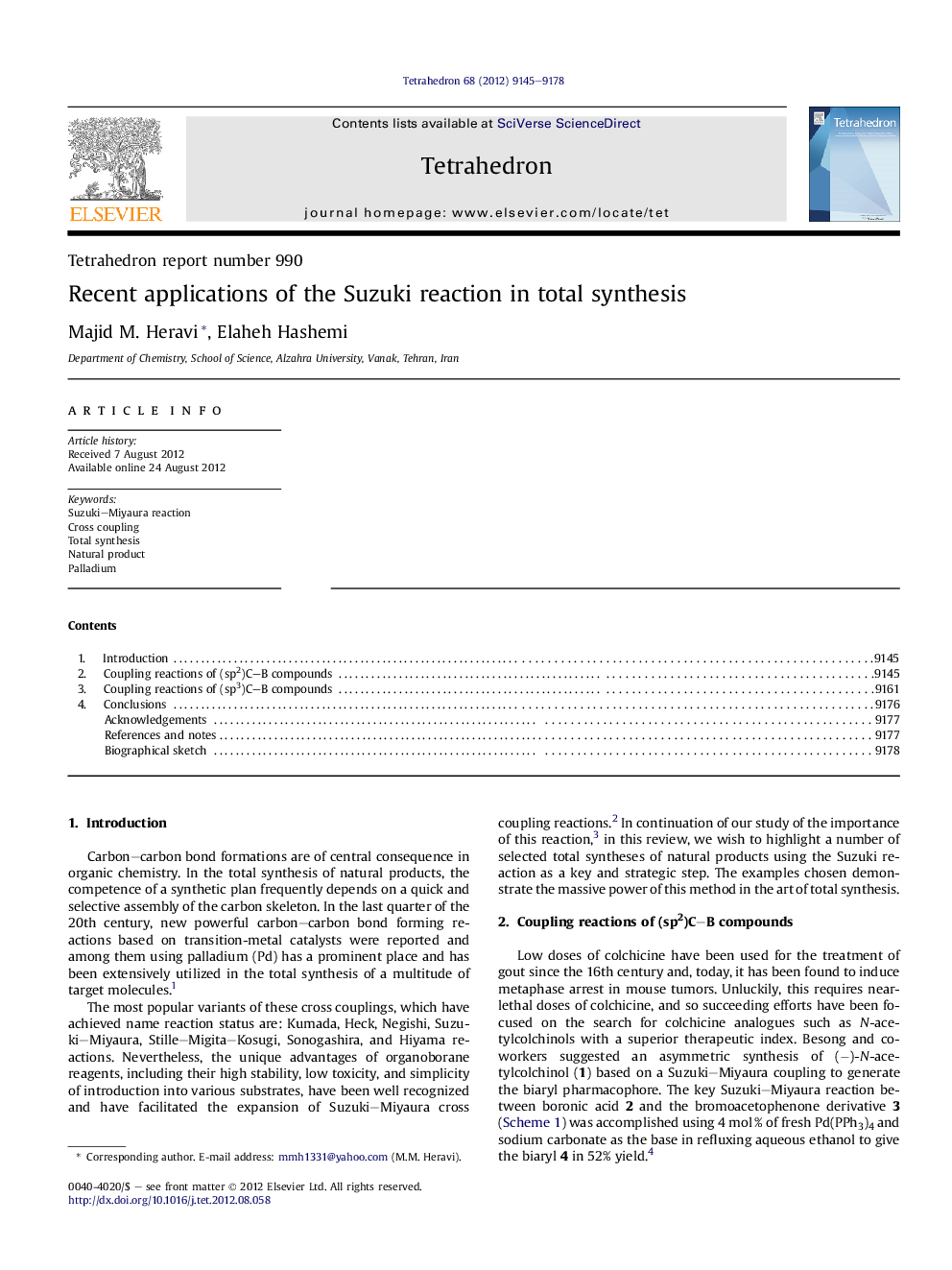 Recent applications of the Suzuki reaction in total synthesis