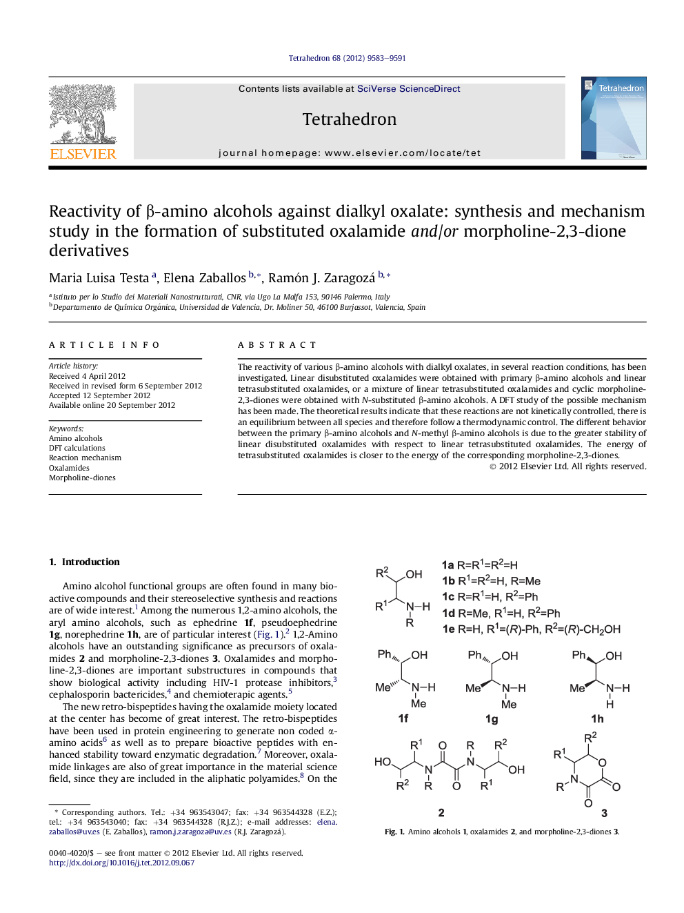 Reactivity of β-amino alcohols against dialkyl oxalate: synthesis and mechanism study in the formation of substituted oxalamide and/or morpholine-2,3-dione derivatives