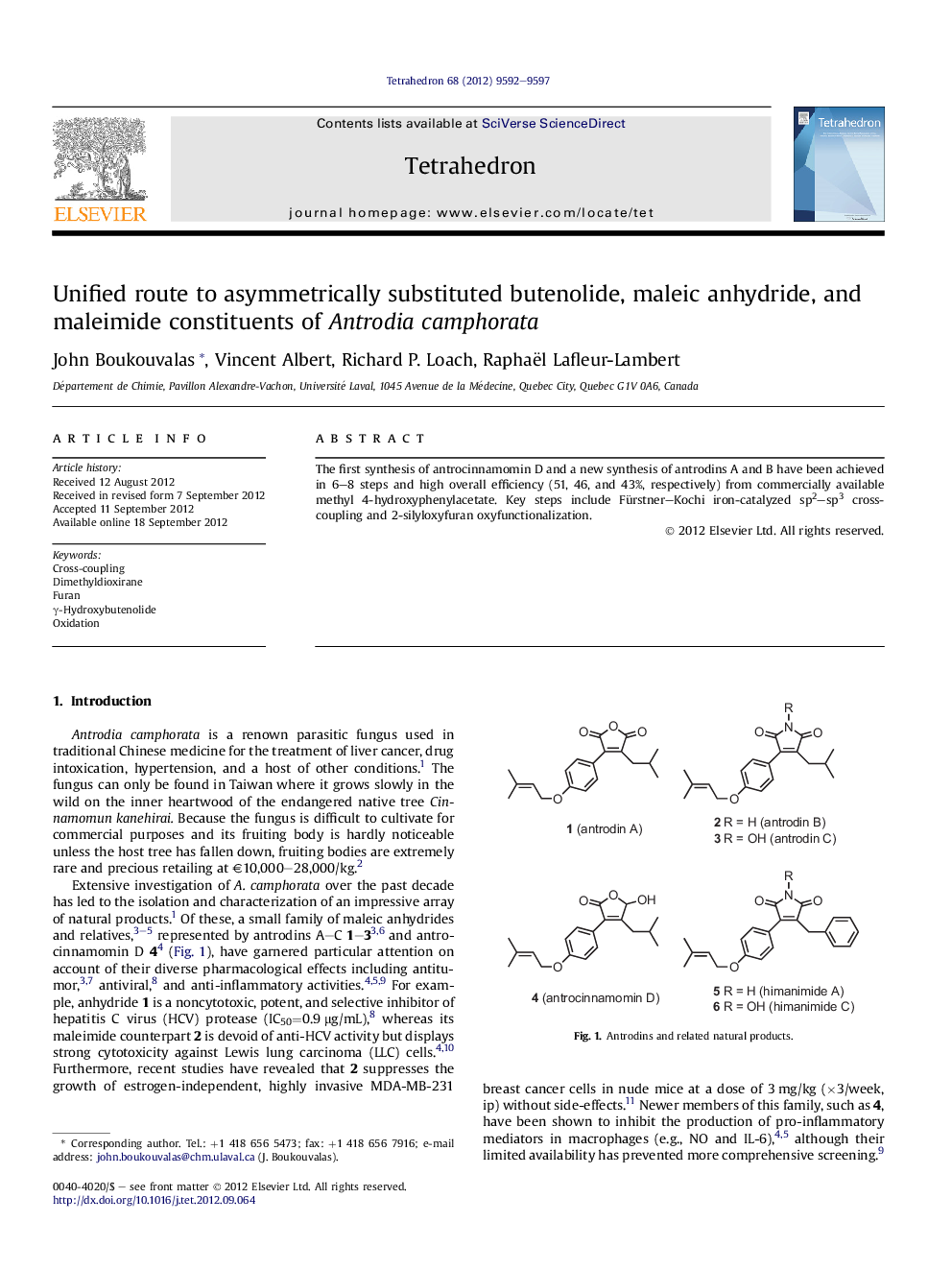 Unified route to asymmetrically substituted butenolide, maleic anhydride, and maleimide constituents of Antrodia camphorata