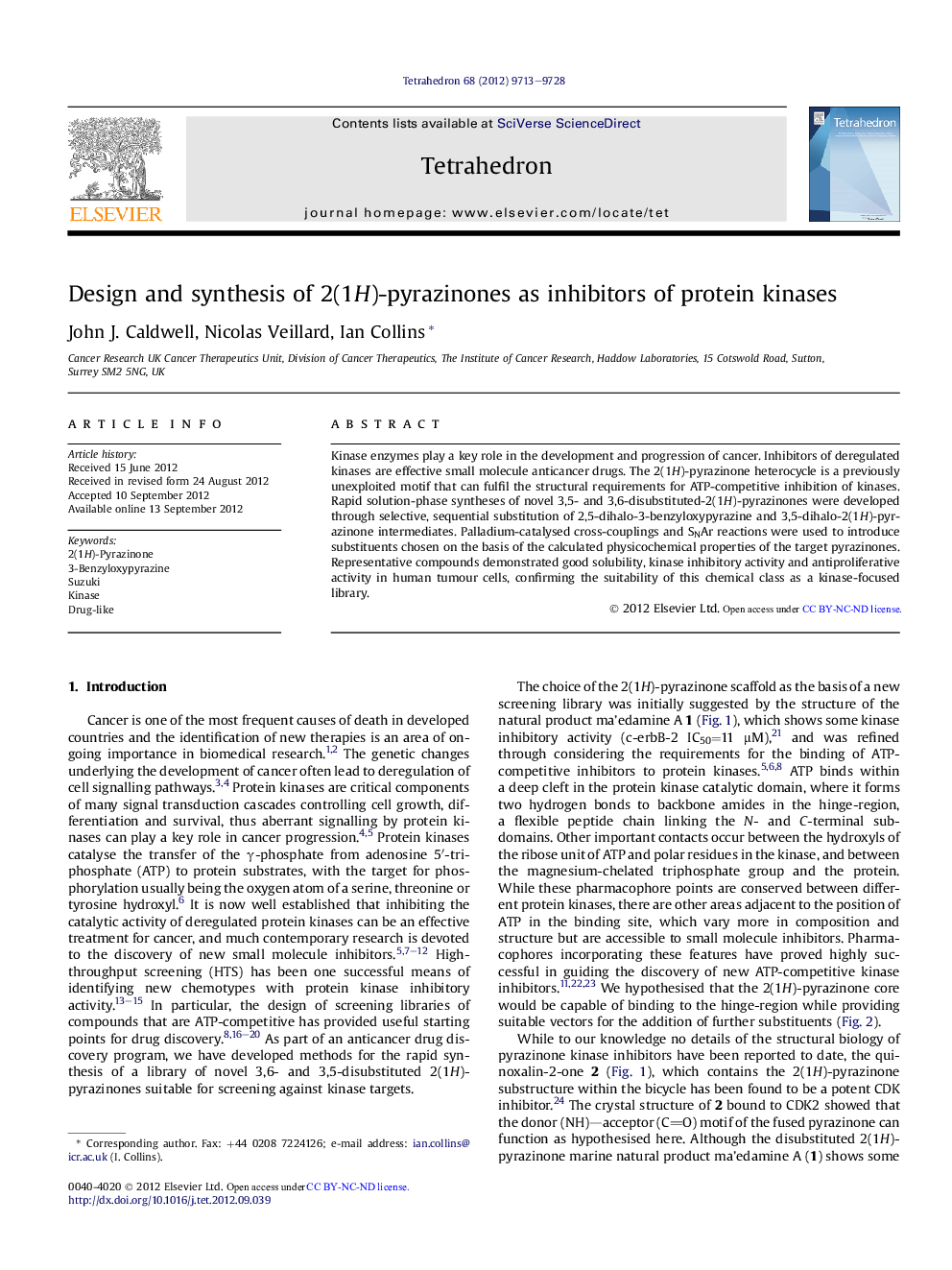 Design and synthesis of 2(1H)-pyrazinones as inhibitors of protein kinases