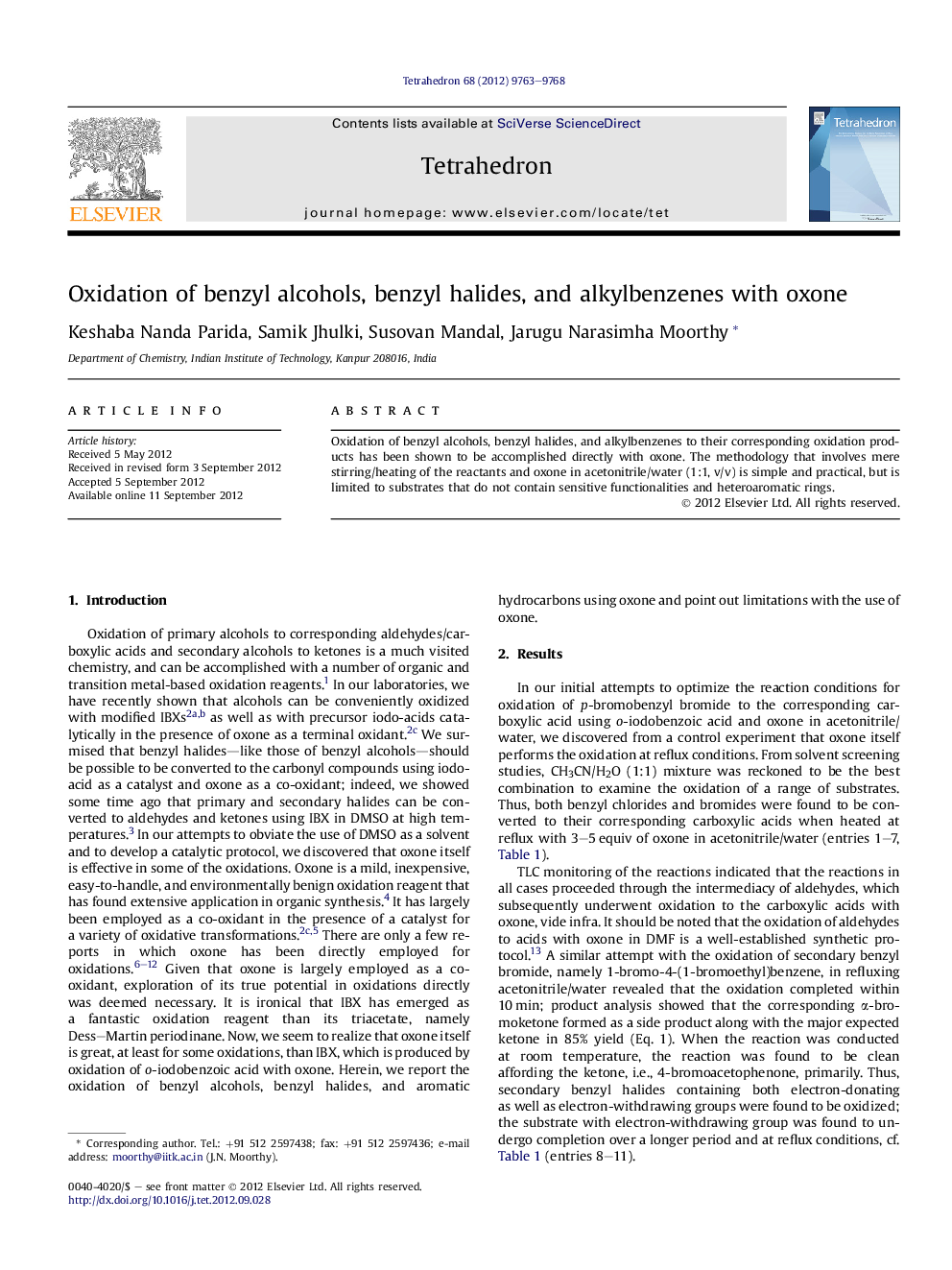 Oxidation of benzyl alcohols, benzyl halides, and alkylbenzenes with oxone