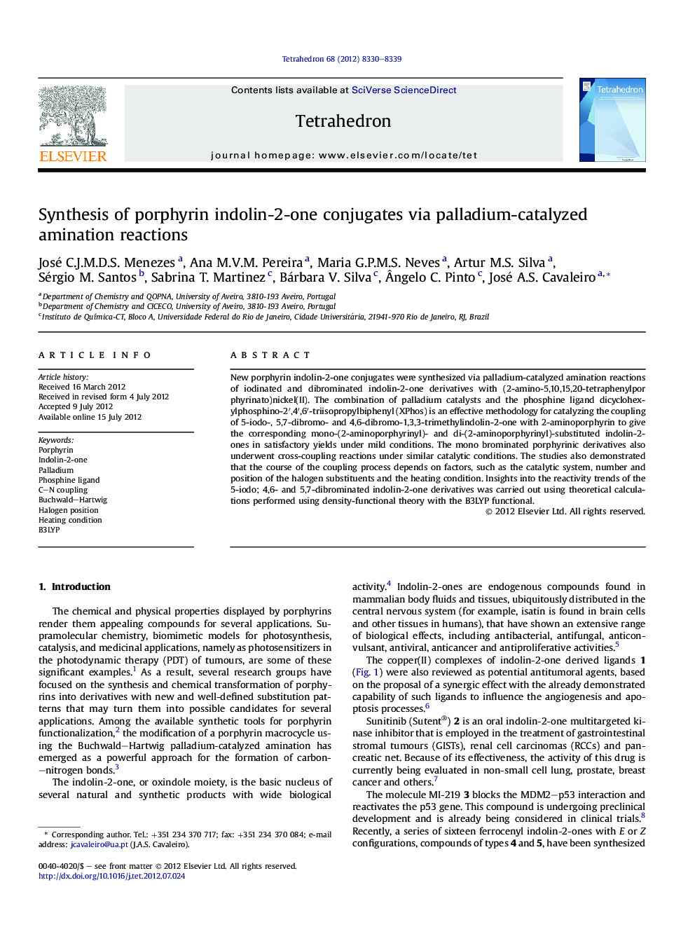 Synthesis of porphyrin indolin-2-one conjugates via palladium-catalyzed amination reactions