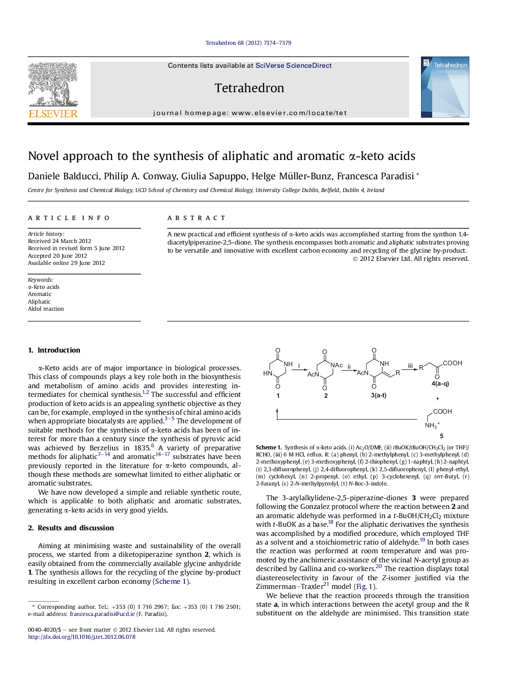 Novel approach to the synthesis of aliphatic and aromatic α-keto acids