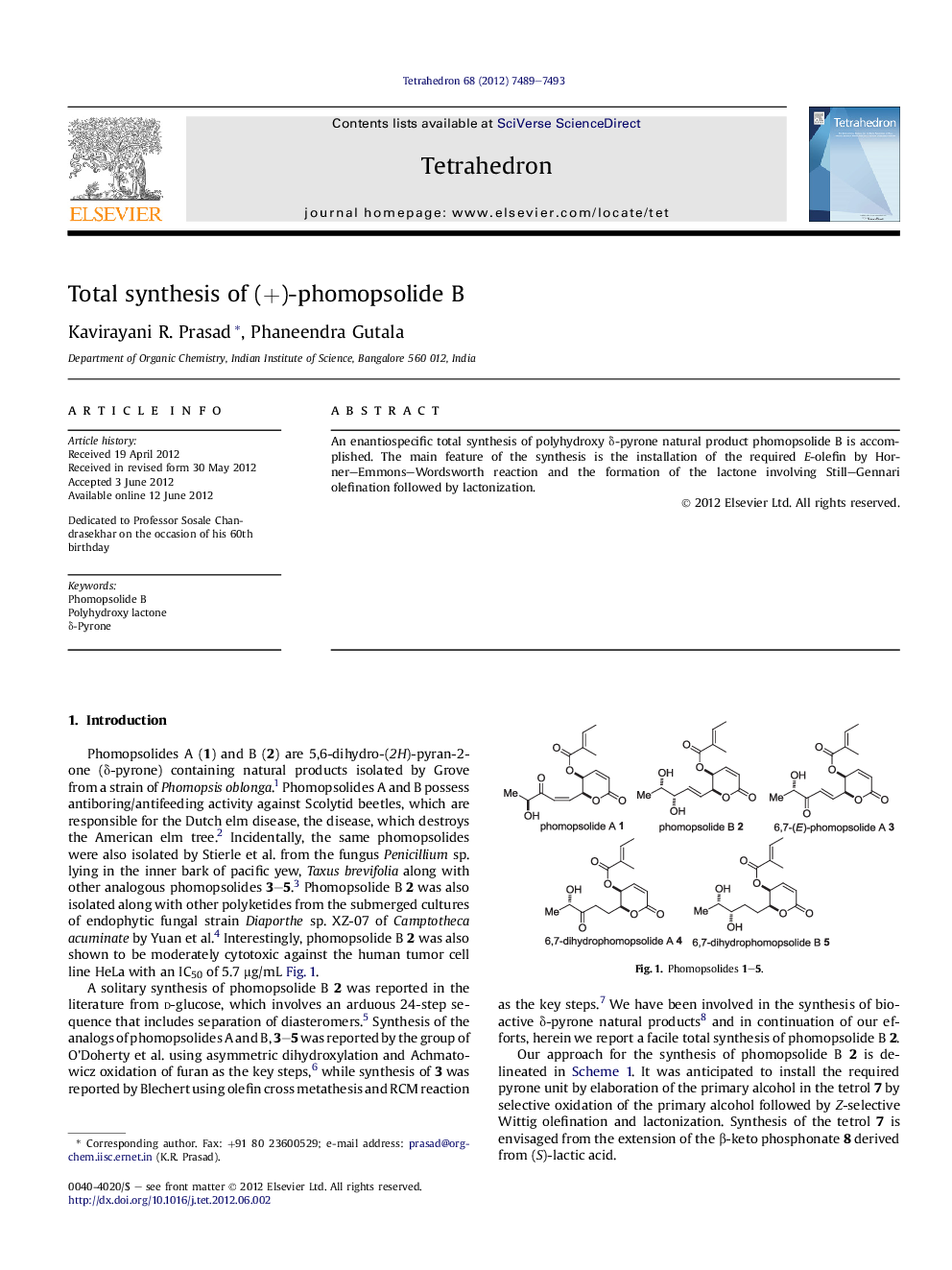Total synthesis of (+)-phomopsolide B