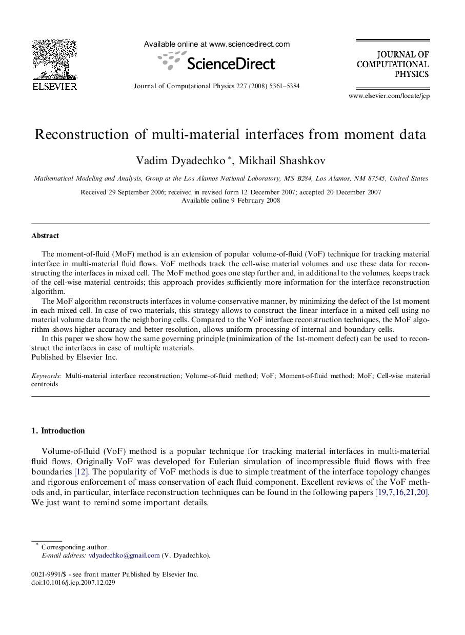 Reconstruction of multi-material interfaces from moment data