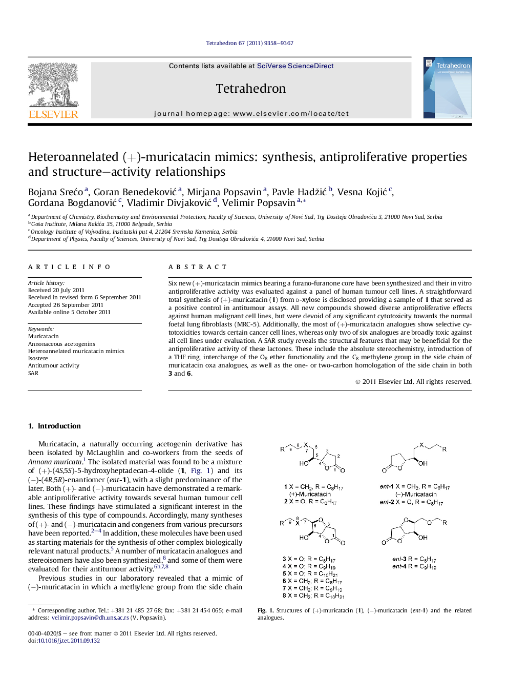 Heteroannelated (+)-muricatacin mimics: synthesis, antiproliferative properties and structure–activity relationships