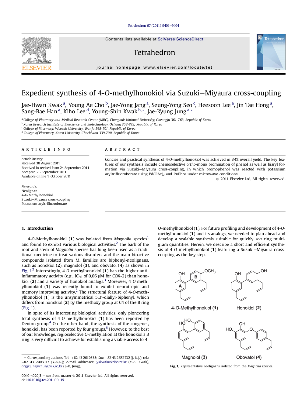 Expedient synthesis of 4-O-methylhonokiol via Suzuki–Miyaura cross-coupling