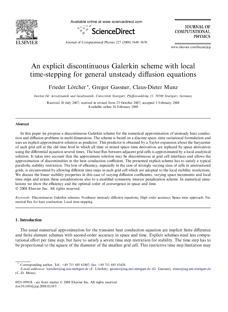 An explicit discontinuous Galerkin scheme with local time-stepping for general unsteady diffusion equations