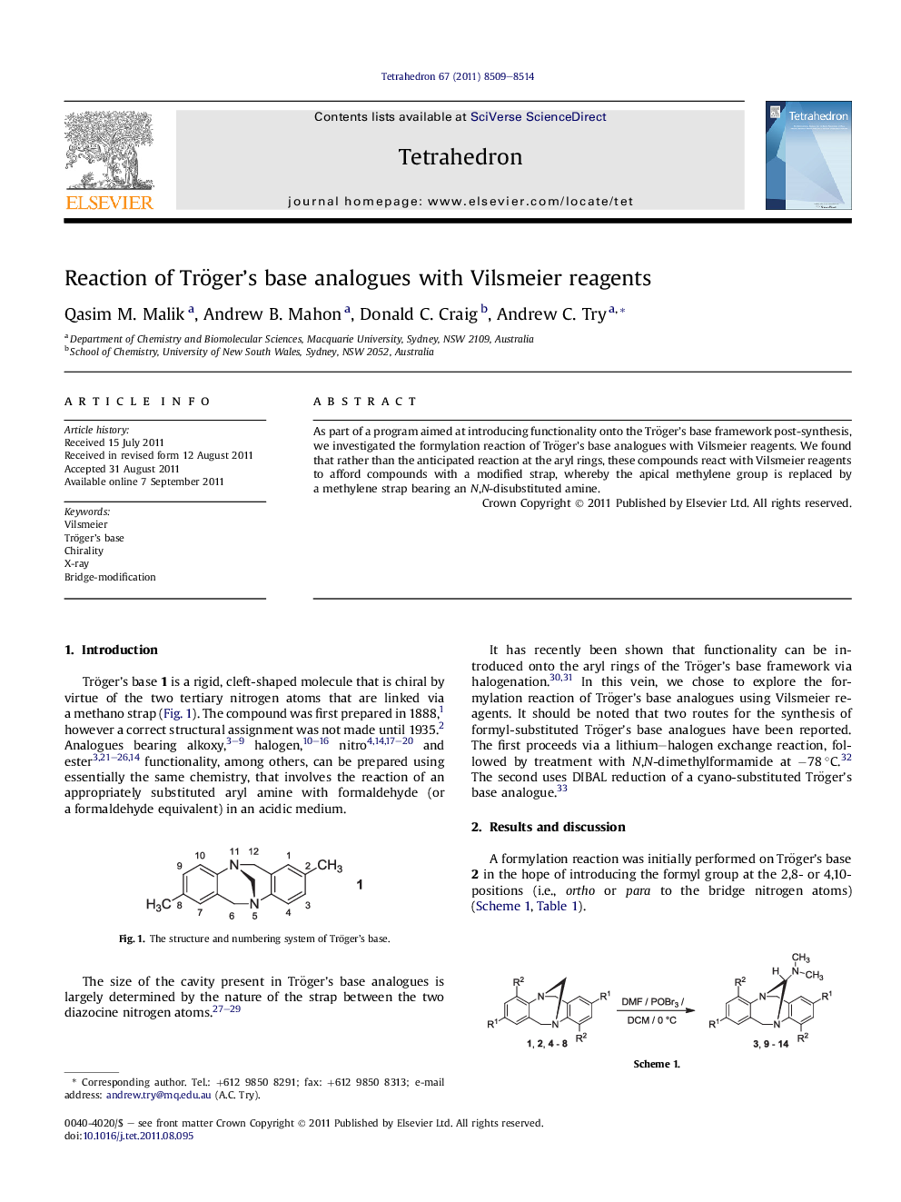 Reaction of Tröger’s base analogues with Vilsmeier reagents