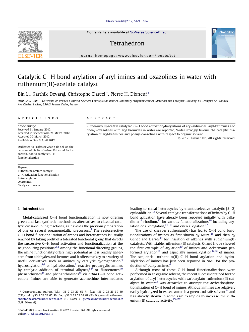 Catalytic C-H bond arylation of aryl imines and oxazolines in water with ruthenium(II)-acetate catalyst