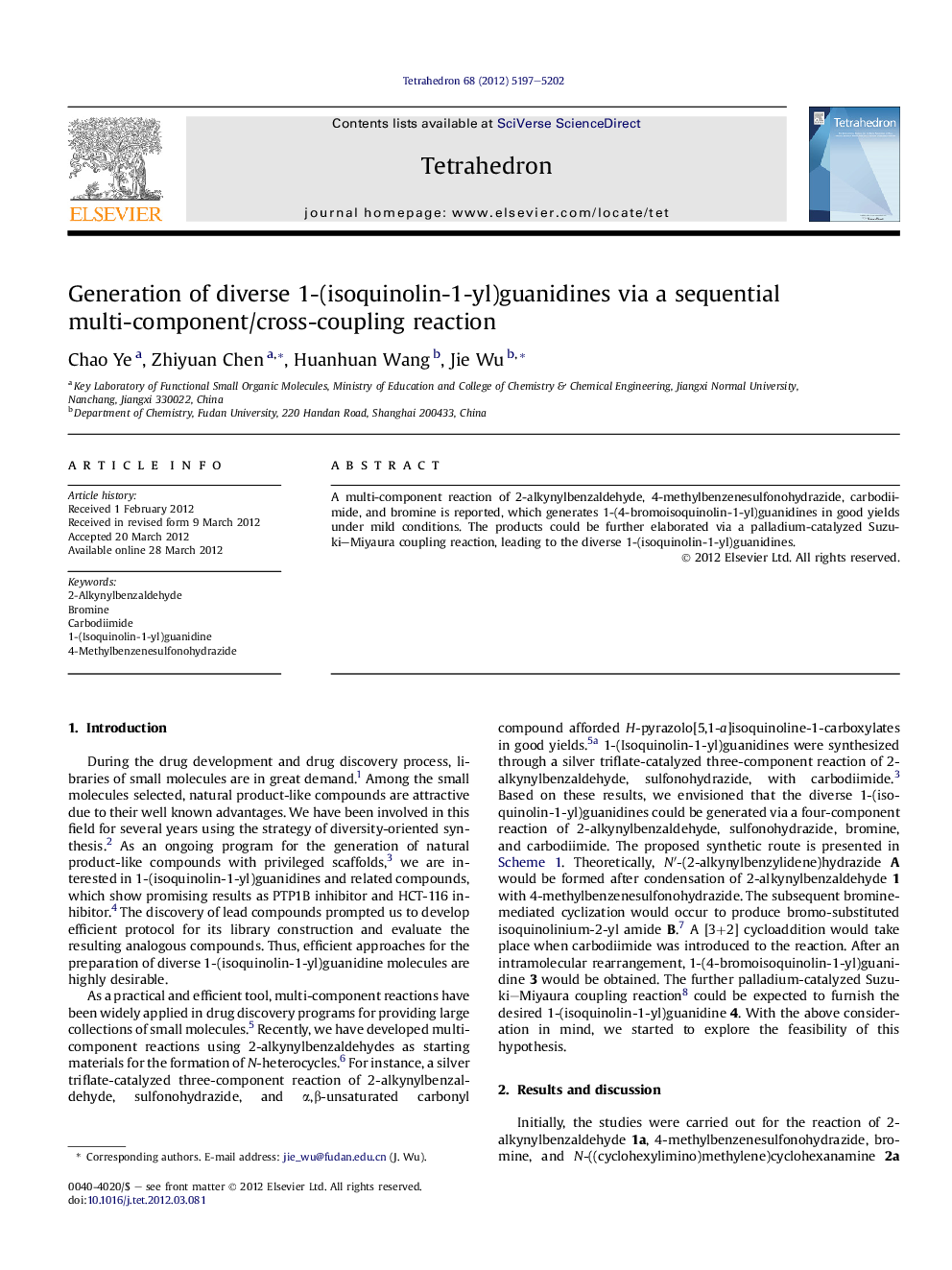 Generation of diverse 1-(isoquinolin-1-yl)guanidines via a sequential multi-component/cross-coupling reaction