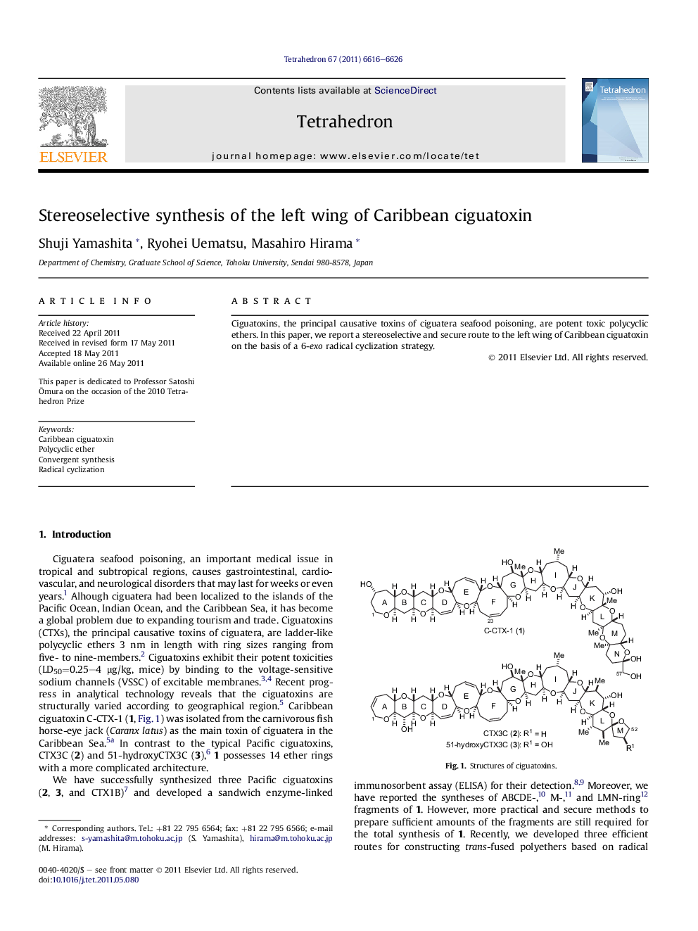 Stereoselective synthesis of the left wing of Caribbean ciguatoxin