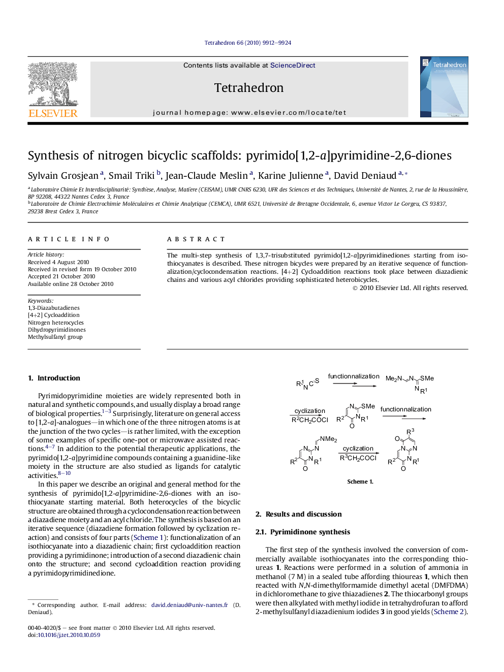 Synthesis of nitrogen bicyclic scaffolds: pyrimido[1,2-a]pyrimidine-2,6-diones