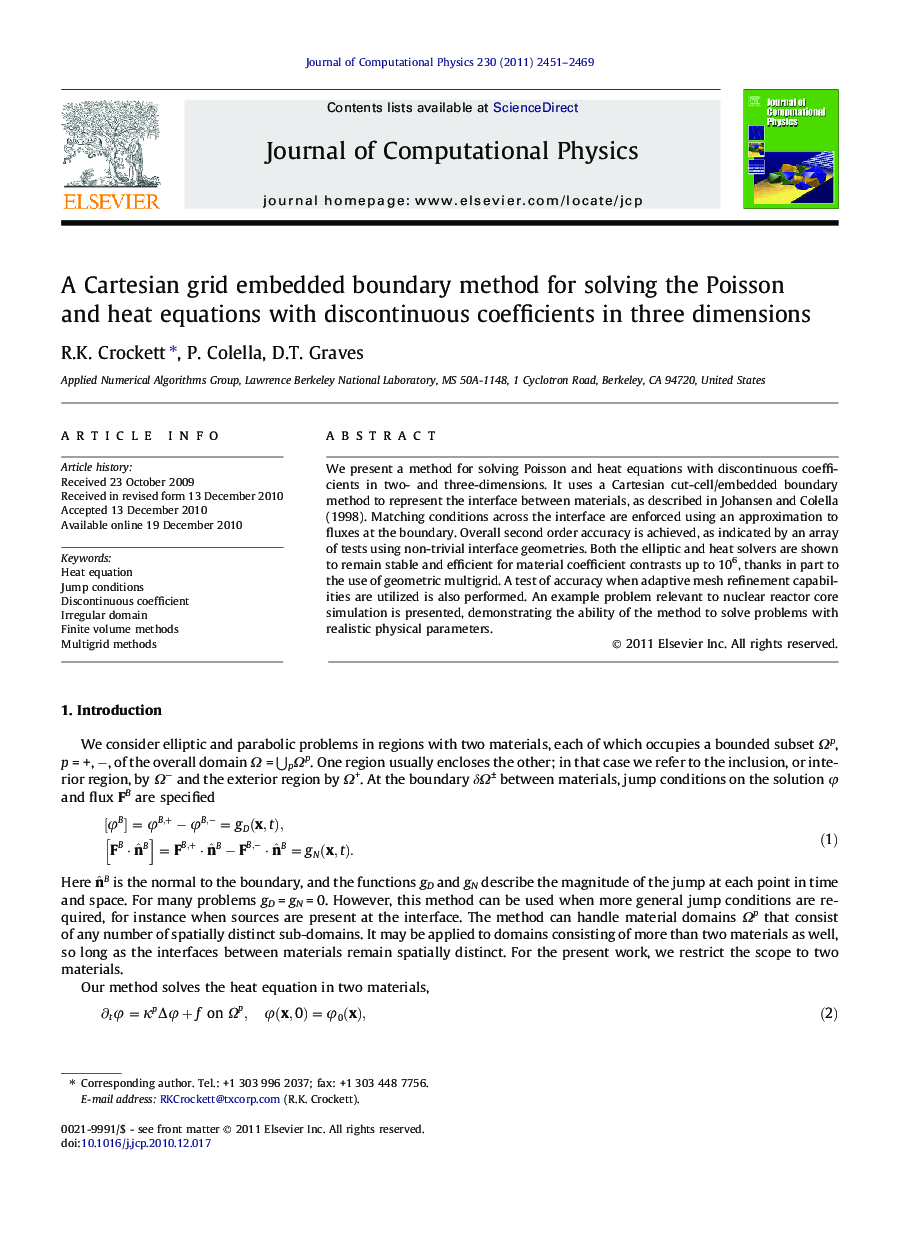 A Cartesian grid embedded boundary method for solving the Poisson and heat equations with discontinuous coefficients in three dimensions