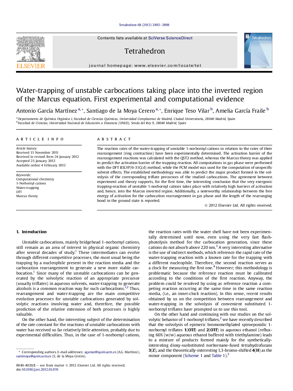 Water-trapping of unstable carbocations taking place into the inverted region of the Marcus equation. First experimental and computational evidence