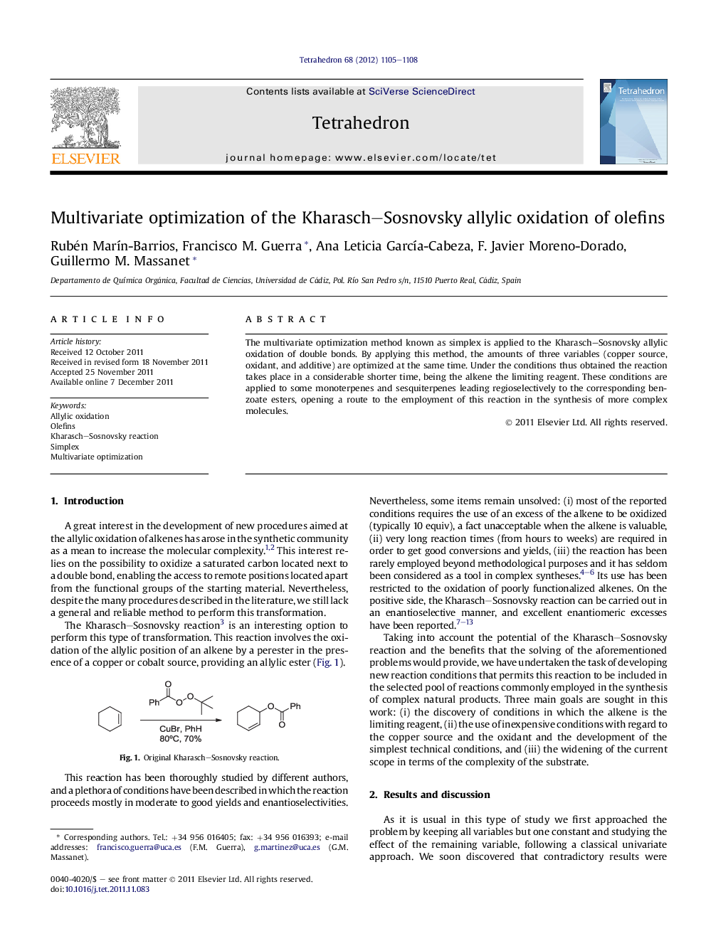 Multivariate optimization of the Kharasch-Sosnovsky allylic oxidation of olefins