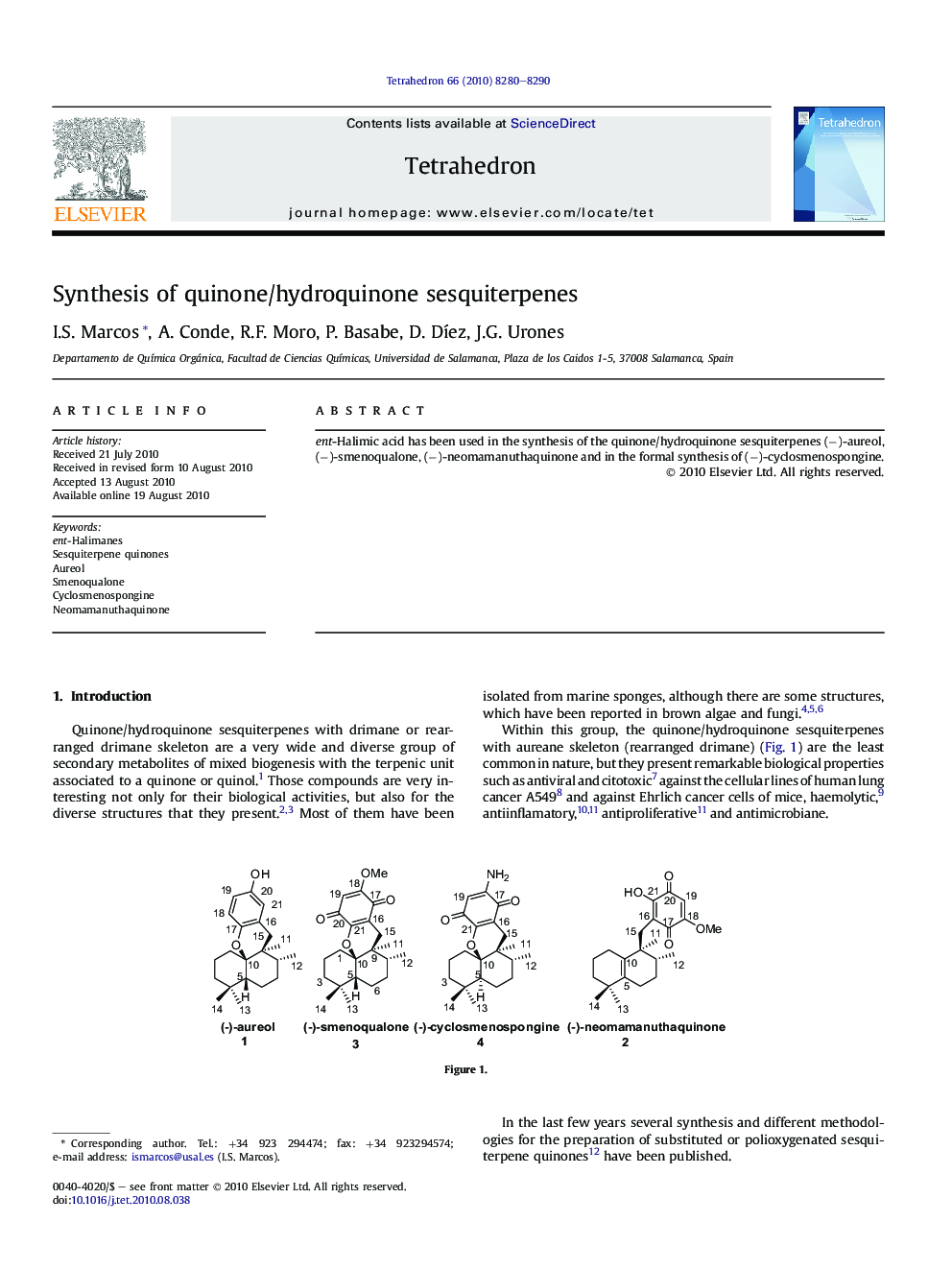 Synthesis of quinone/hydroquinone sesquiterpenes