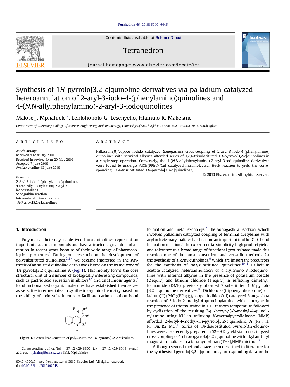 Synthesis of 1H-pyrrolo[3,2-c]quinoline derivatives via palladium-catalyzed heteroannulation of 2-aryl-3-iodo-4-(phenylamino)quinolines and 4-(N,N-allylphenylamino)-2-aryl-3-iodoquinolines