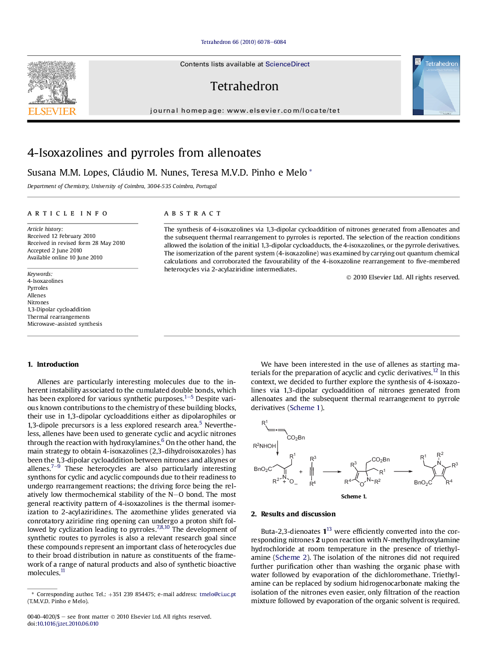 4-Isoxazolines and pyrroles from allenoates