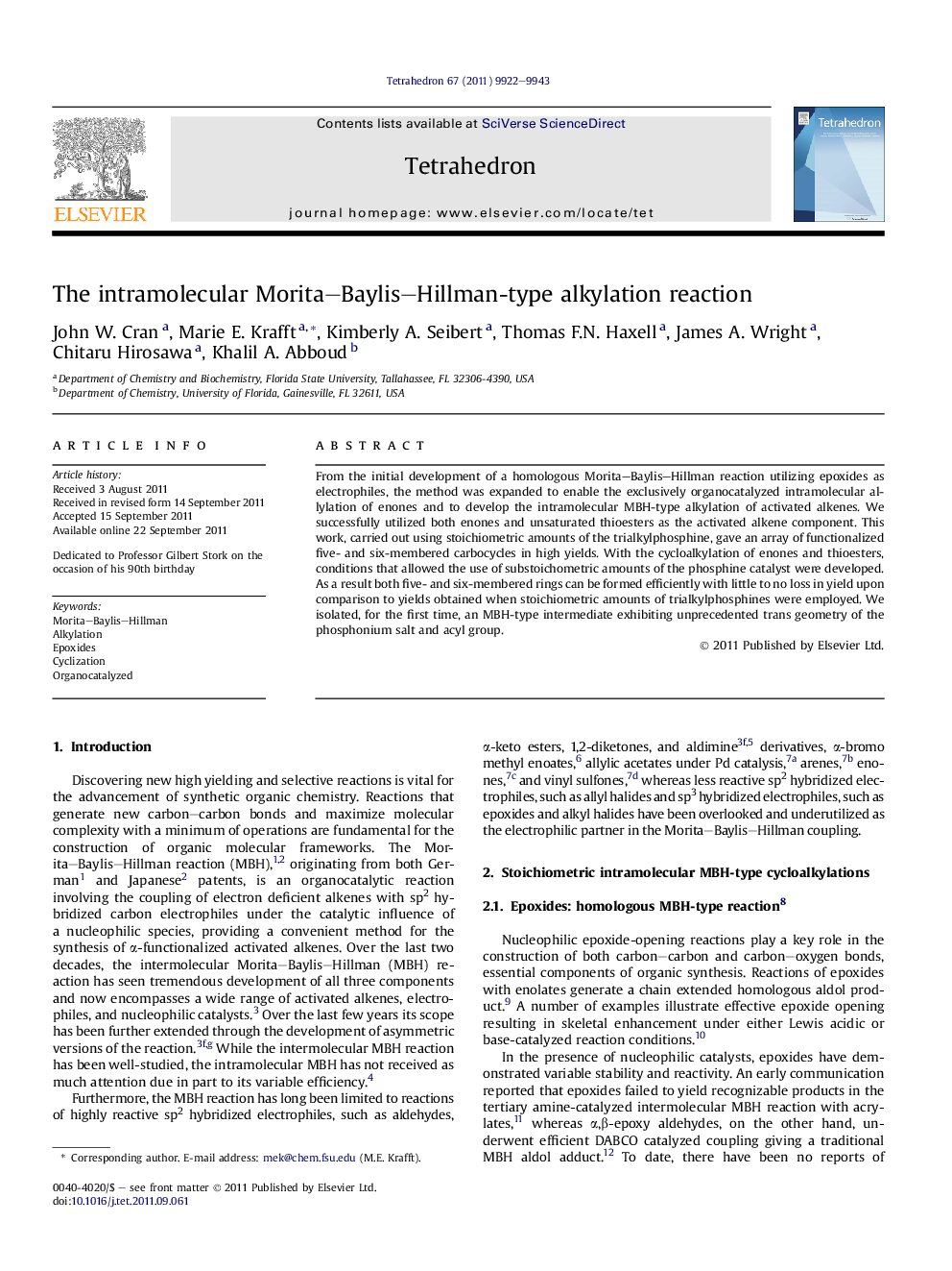 The intramolecular Morita-Baylis-Hillman-type alkylation reaction