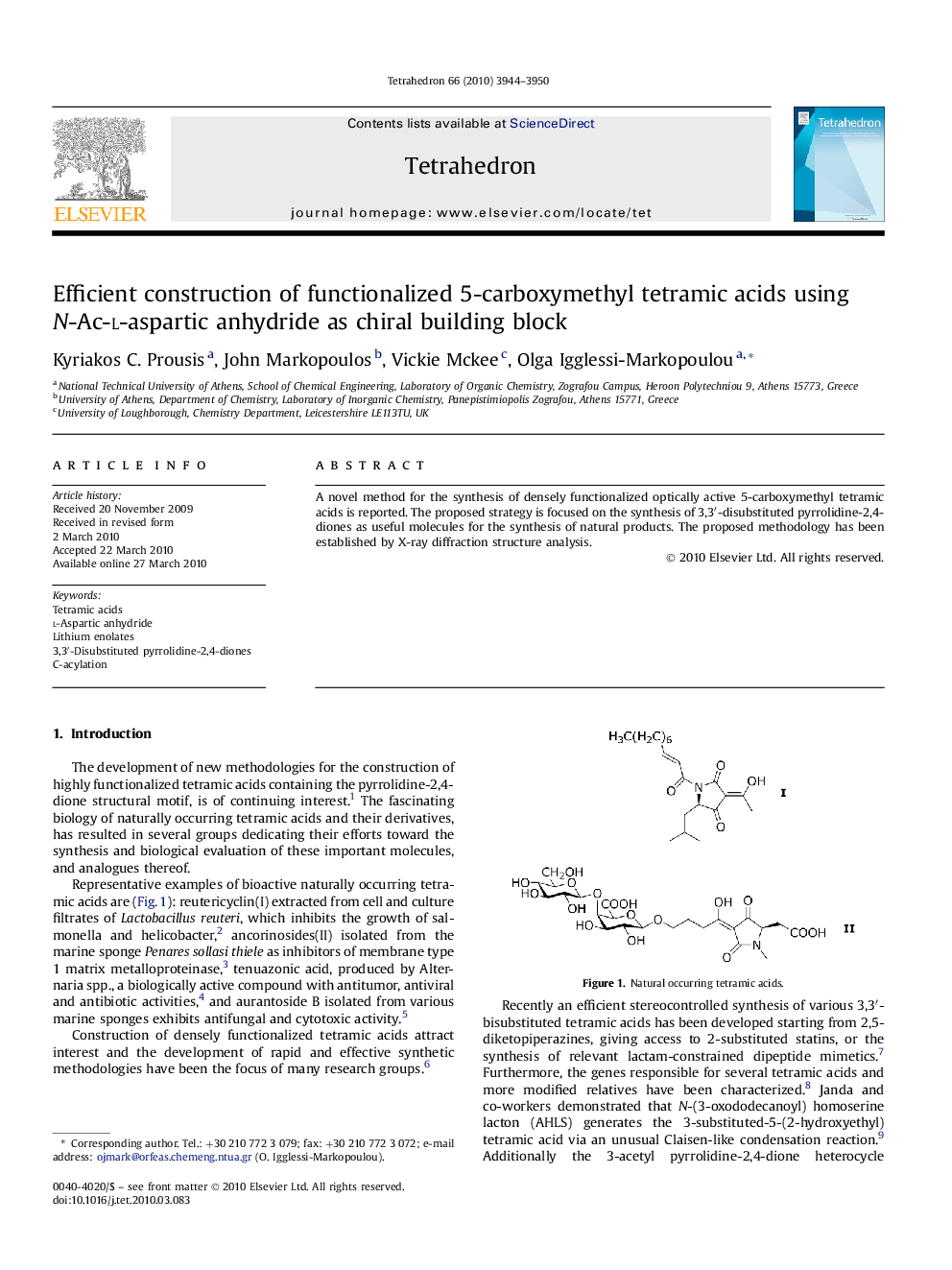 Efficient construction of functionalized 5-carboxymethyl tetramic acids using N-Ac-l-aspartic anhydride as chiral building block