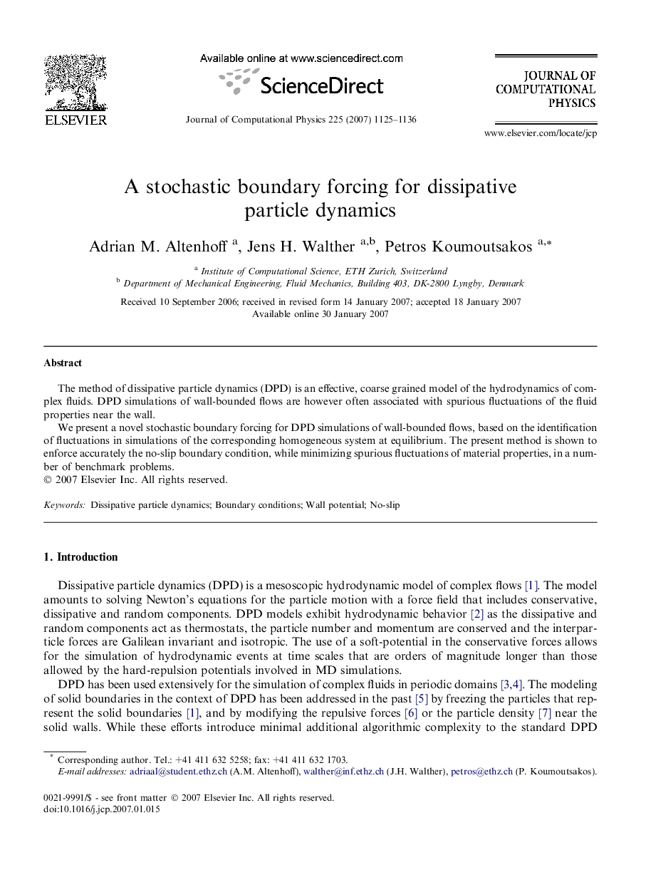 A stochastic boundary forcing for dissipative particle dynamics