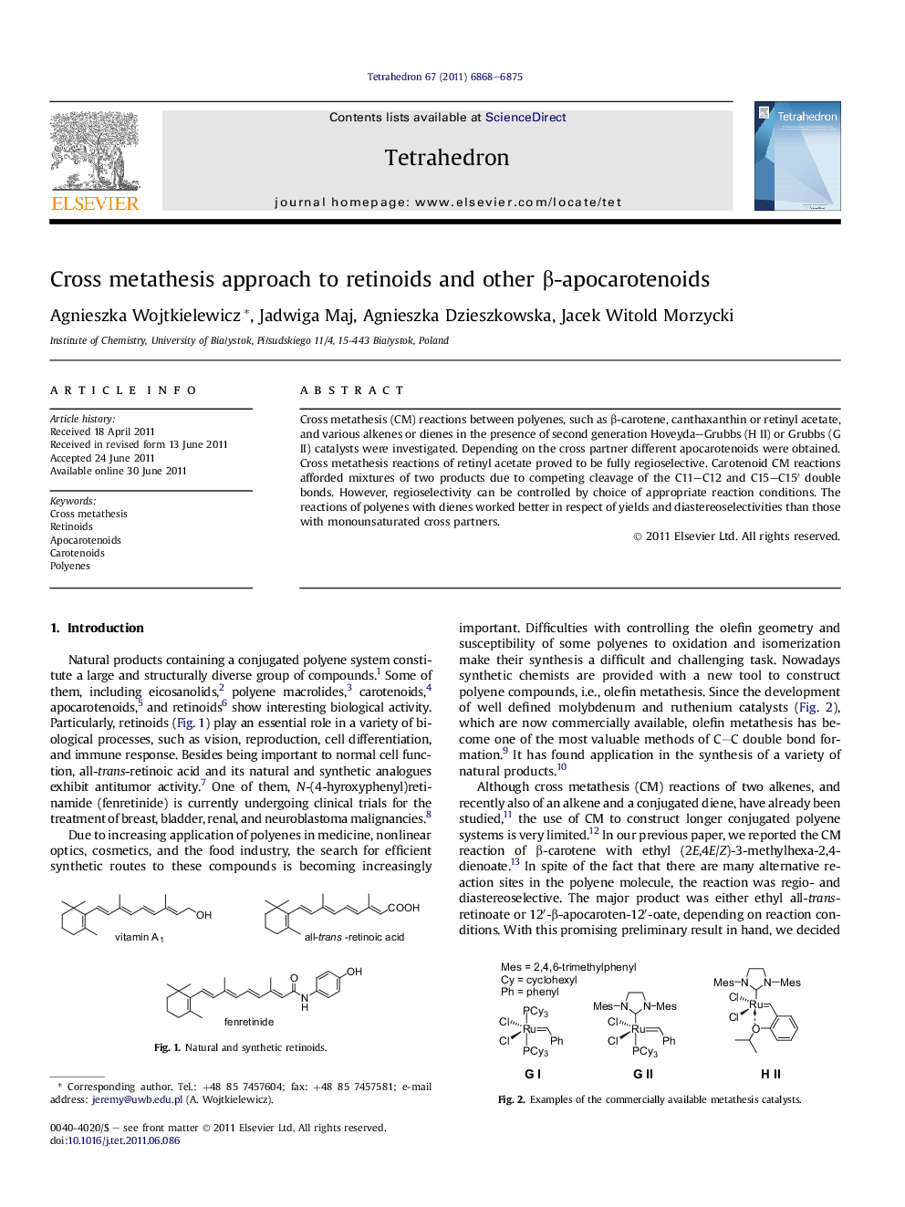 Cross metathesis approach to retinoids and other Î²-apocarotenoids