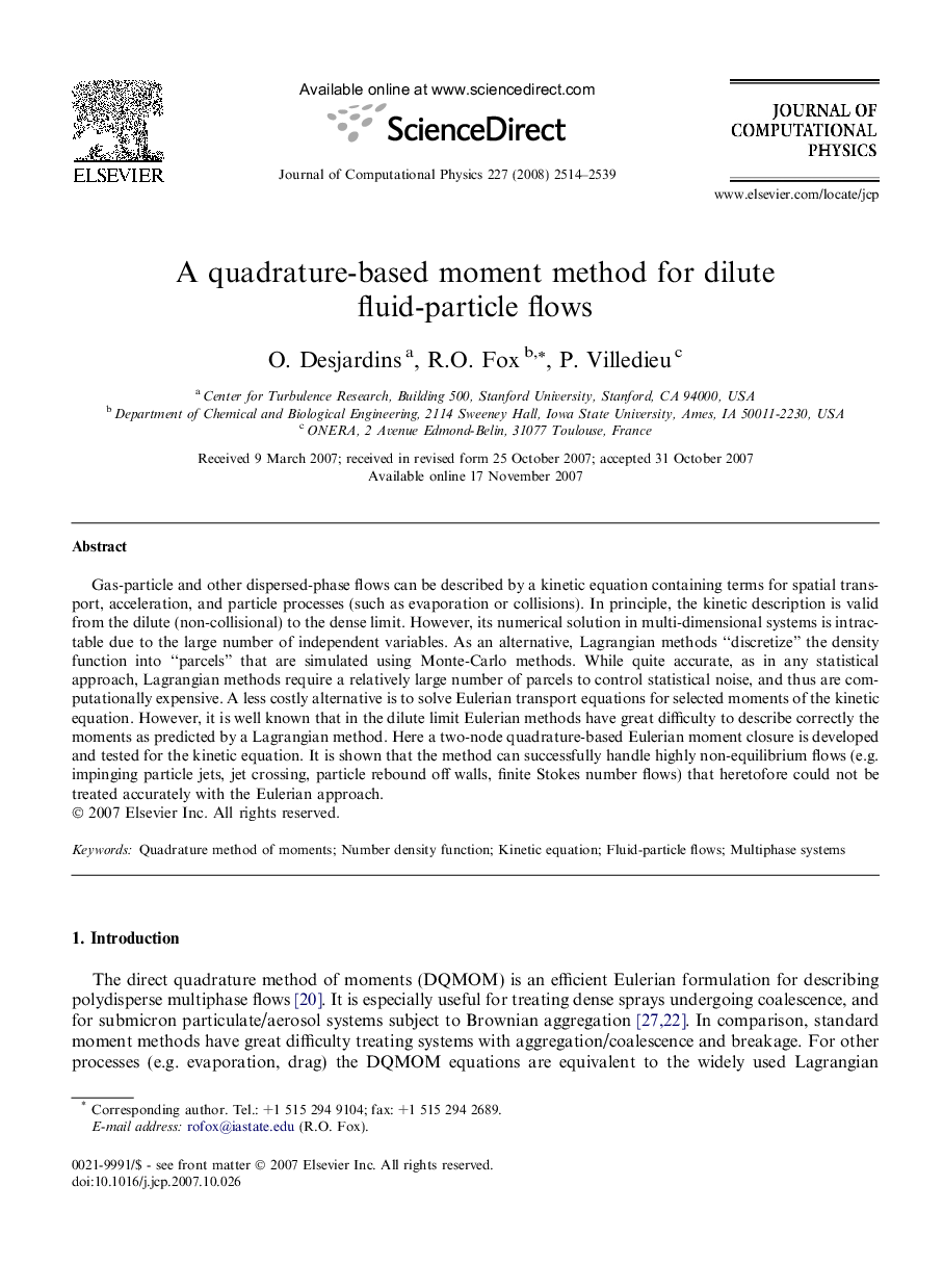 A quadrature-based moment method for dilute fluid-particle flows