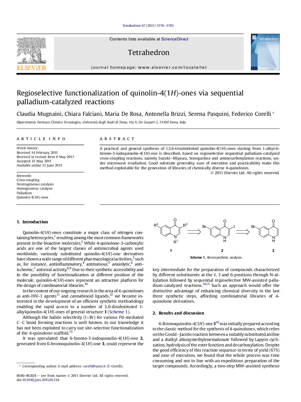 Regioselective functionalization of quinolin-4(1H)-ones via sequential palladium-catalyzed reactions