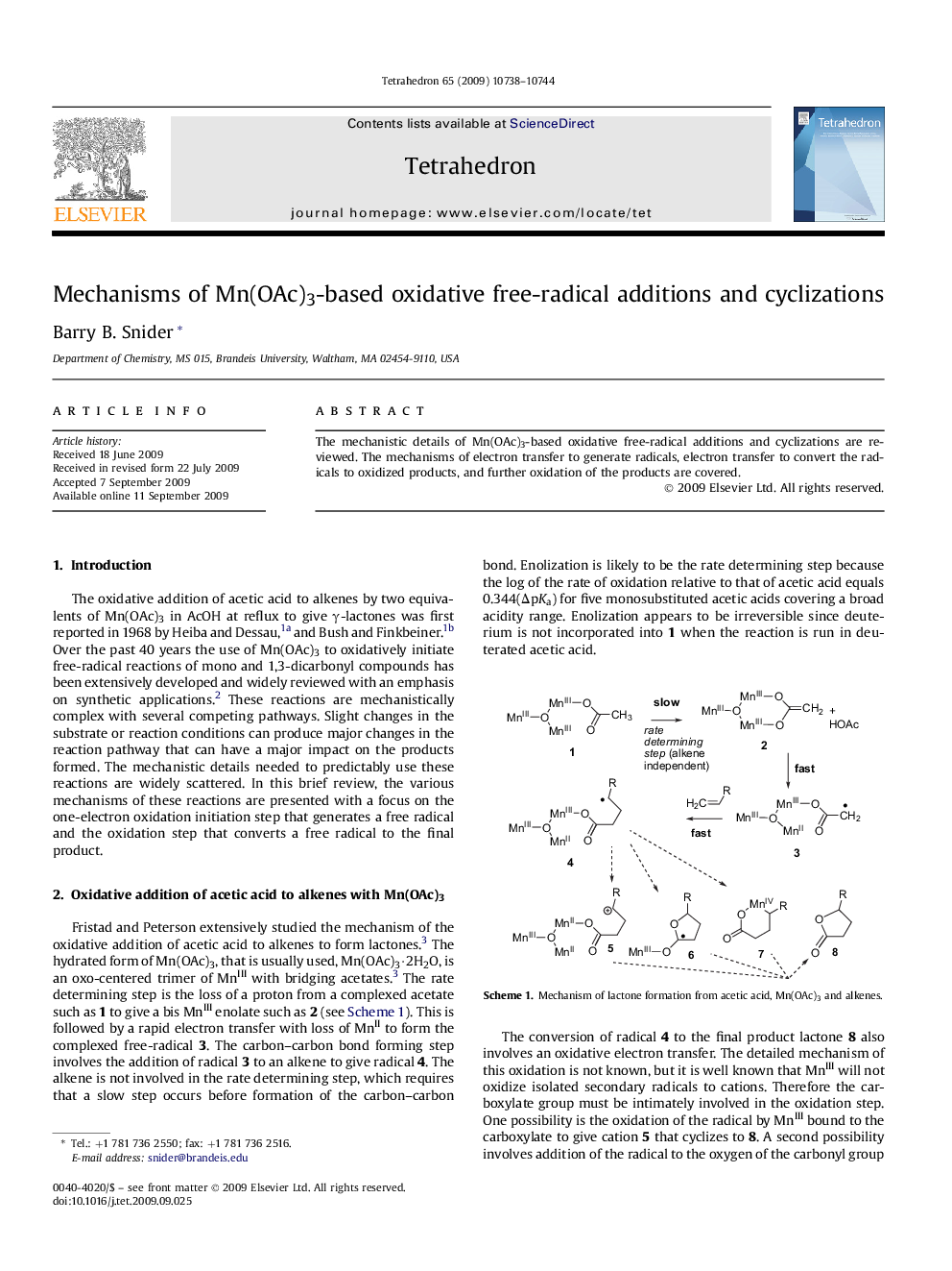 Mechanisms of Mn(OAc)3-based oxidative free-radical additions and cyclizations