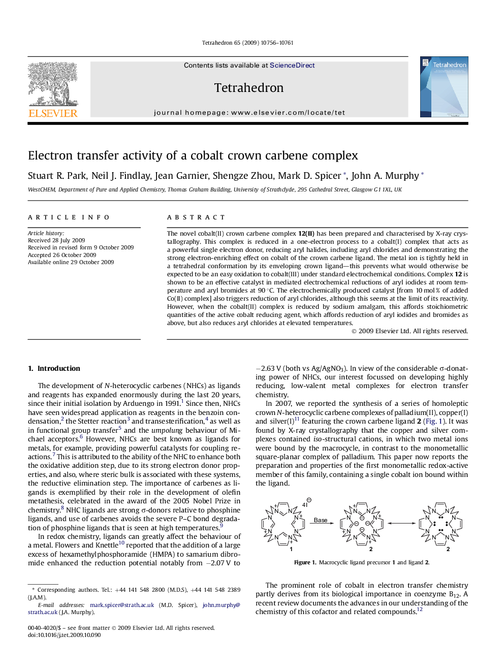 عکس صفحه اول مقاله: Electron transfer activity of a cobalt crown carbene complex Electron transfer activity of a cobalt crown carbene complex