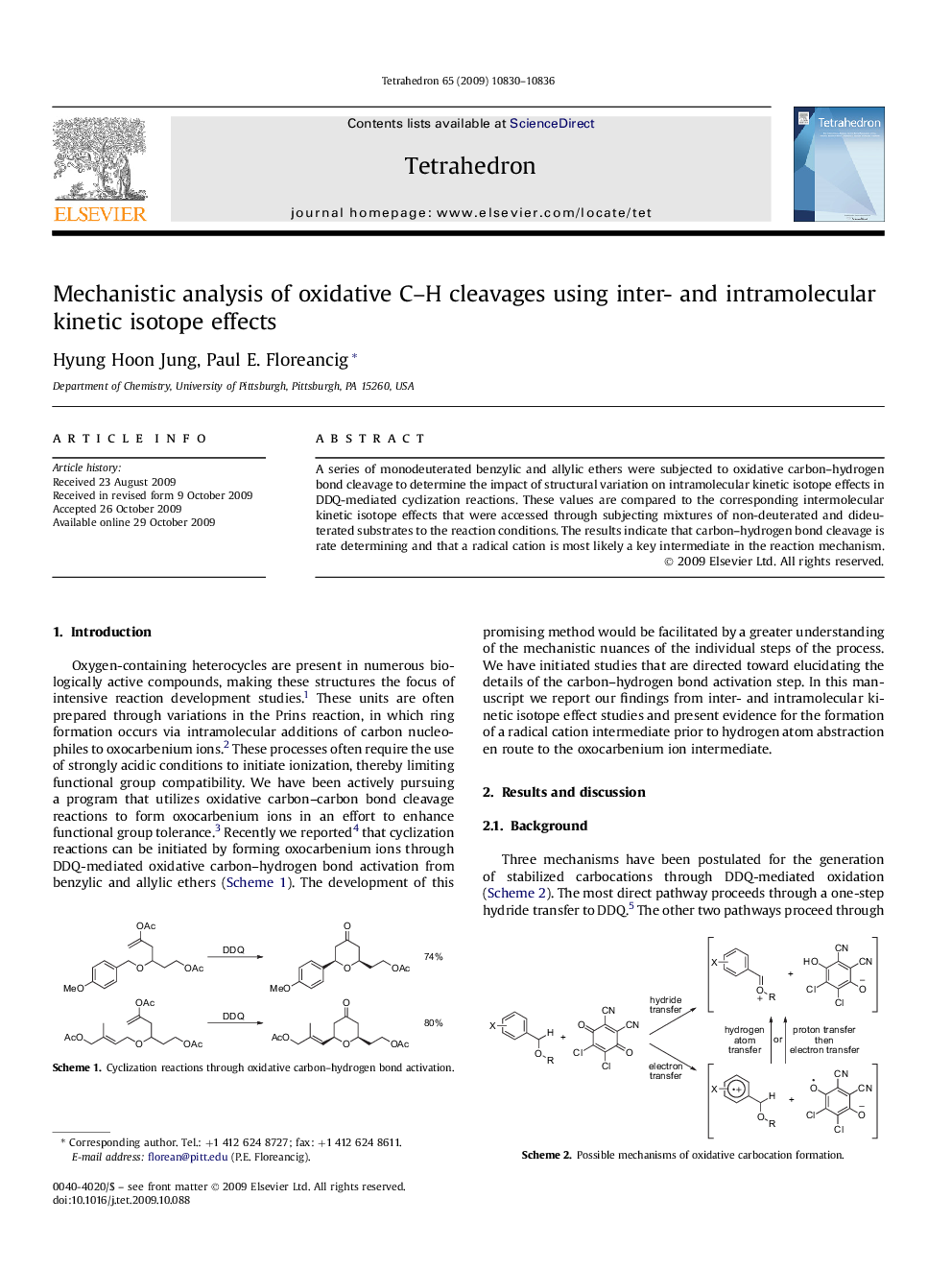 Mechanistic analysis of oxidative C-H cleavages using inter- and intramolecular kinetic isotope effects