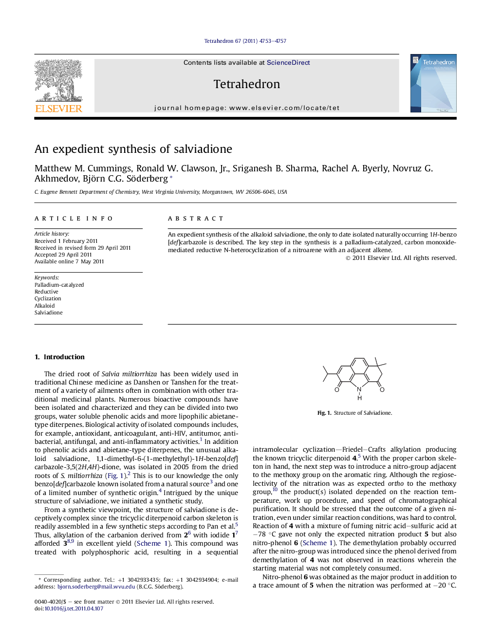 An expedient synthesis of salviadione