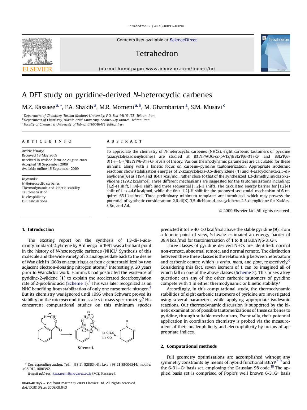 A DFT study on pyridine-derived N-heterocyclic carbenes