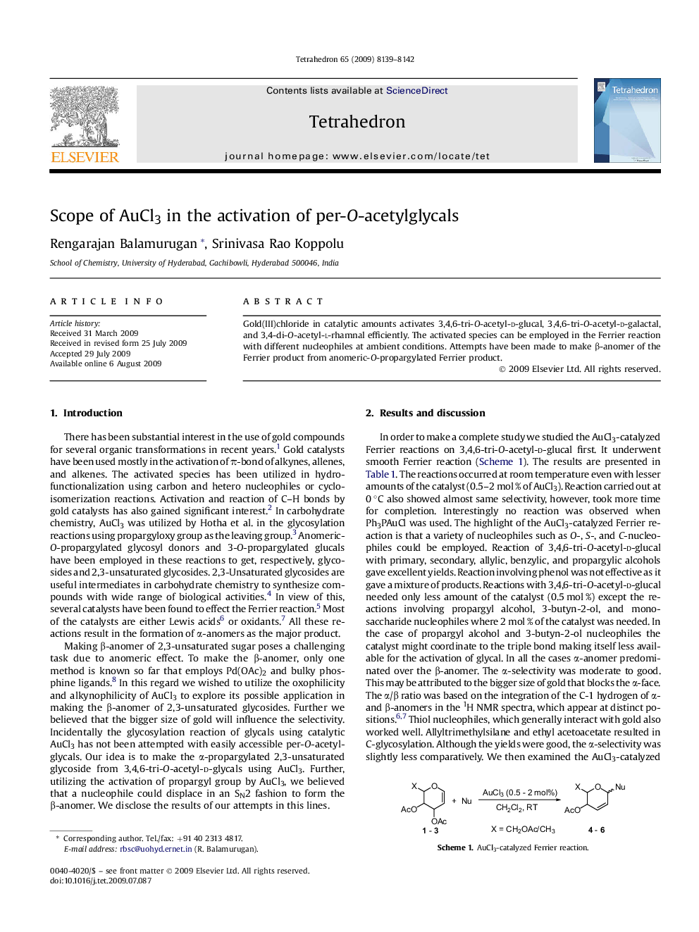 Scope of AuCl3 in the activation of per-O-acetylglycals