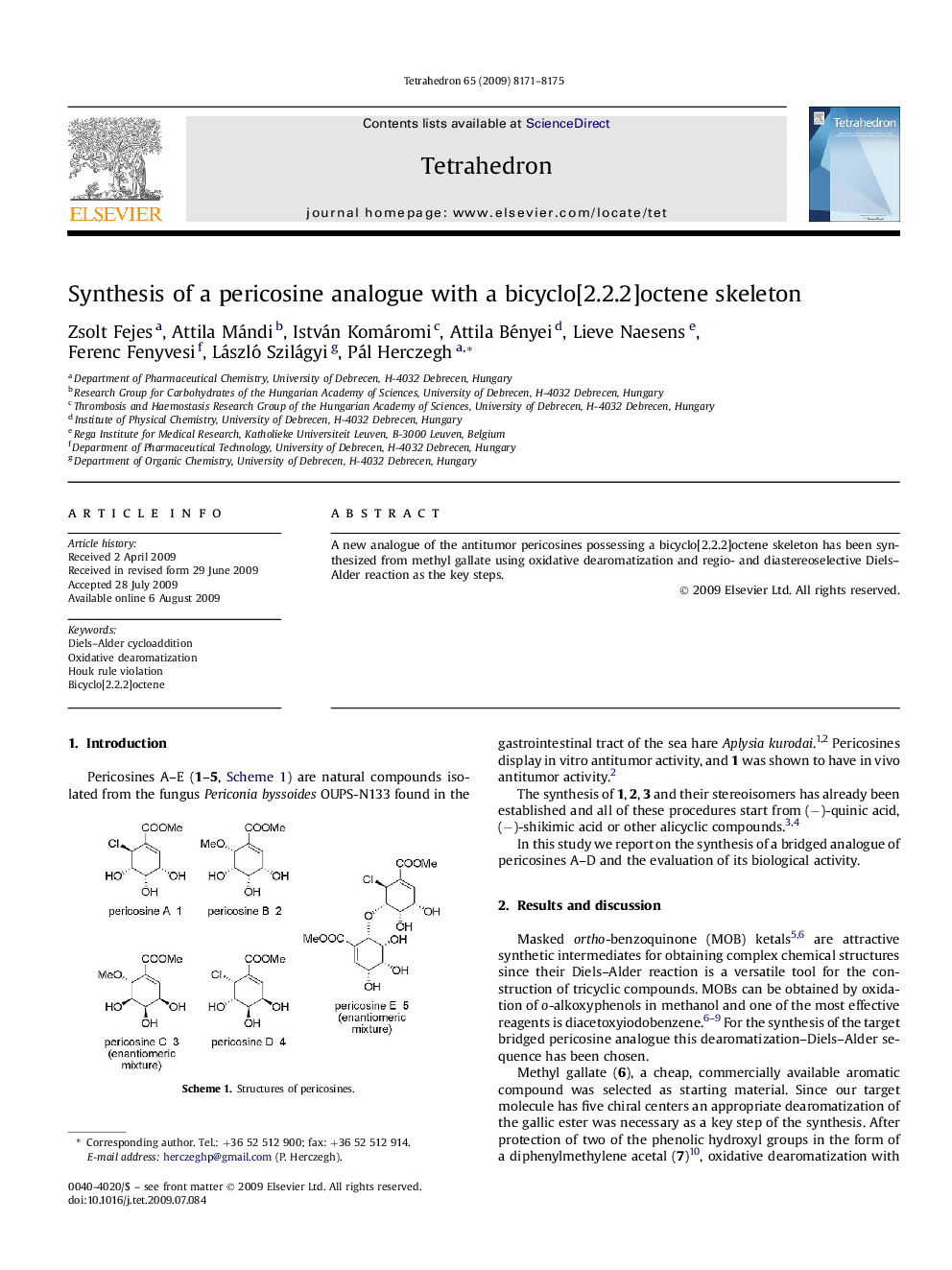Synthesis of a pericosine analogue with a bicyclo[2.2.2]octene skeleton