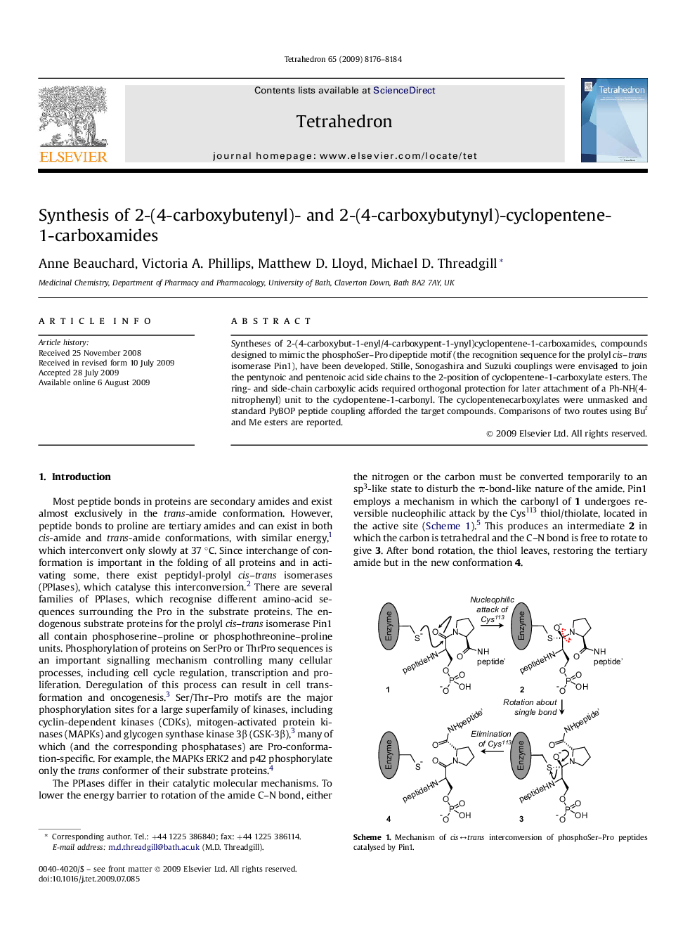 Synthesis of 2-(4-carboxybutenyl)- and 2-(4-carboxybutynyl)-cyclopentene-1-carboxamides