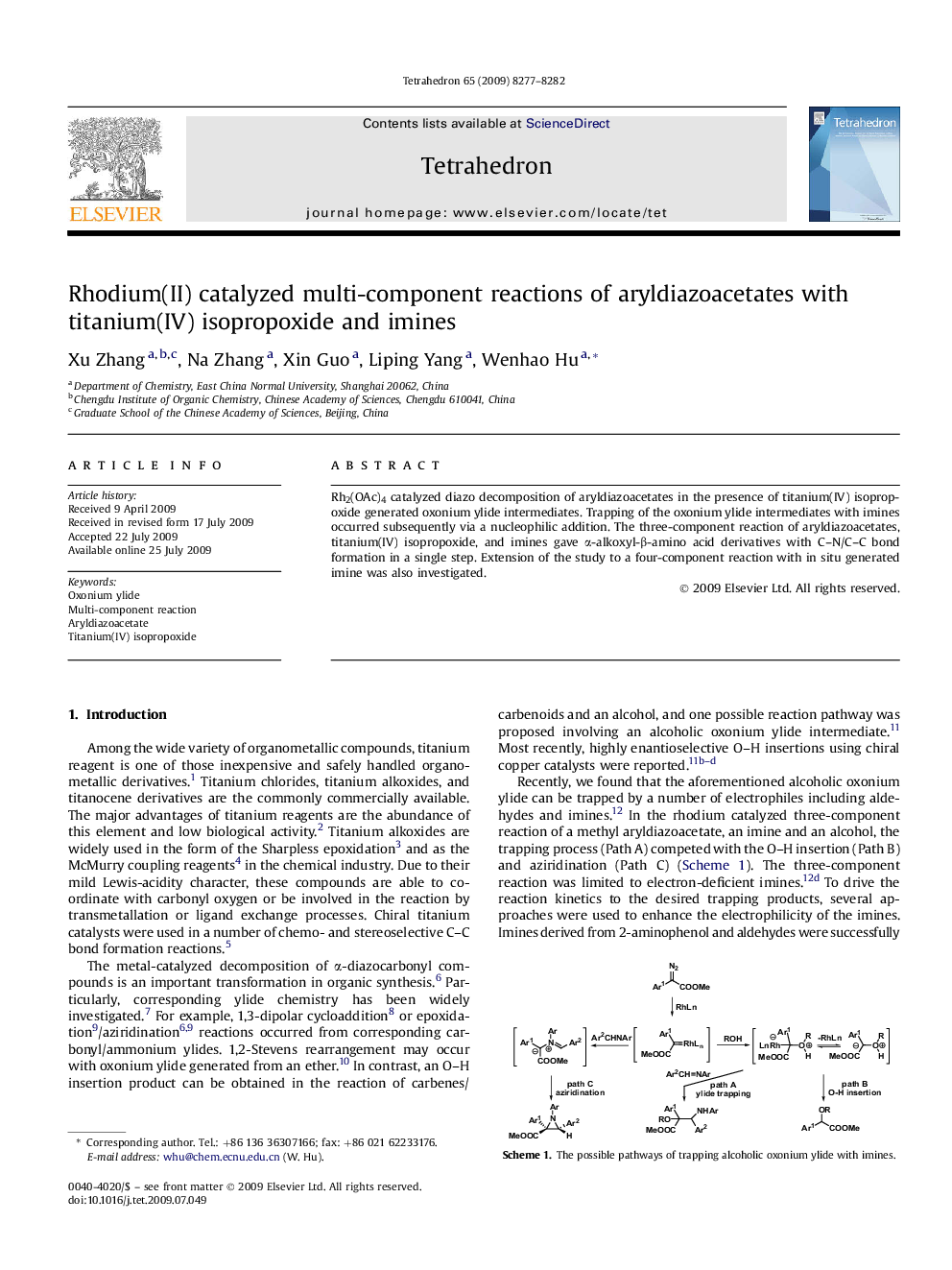 Rhodium(II) catalyzed multi-component reactions of aryldiazoacetates with titanium(IV) isopropoxide and imines