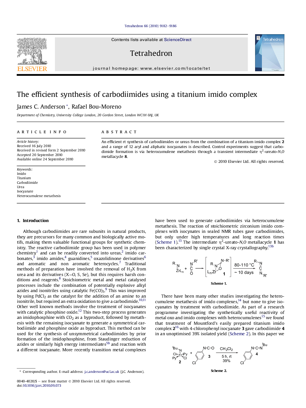 The efficient synthesis of carbodiimides using a titanium imido complex