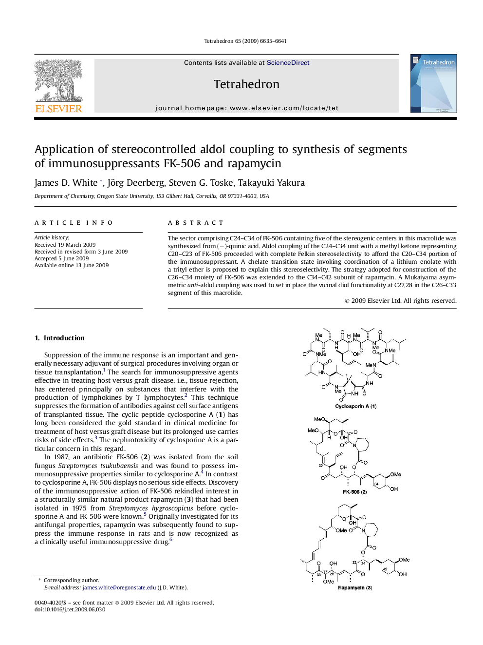 Application of stereocontrolled aldol coupling to synthesis of segments of immunosuppressants FK-506 and rapamycin
