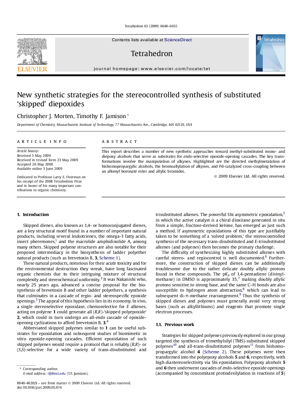 عکس صفحه اول مقاله: New synthetic strategies for the stereocontrolled synthesis of substituted 'skipped' diepoxides New synthetic strategies for the stereocontrolled synthesis of substituted 'skipped' diepoxides