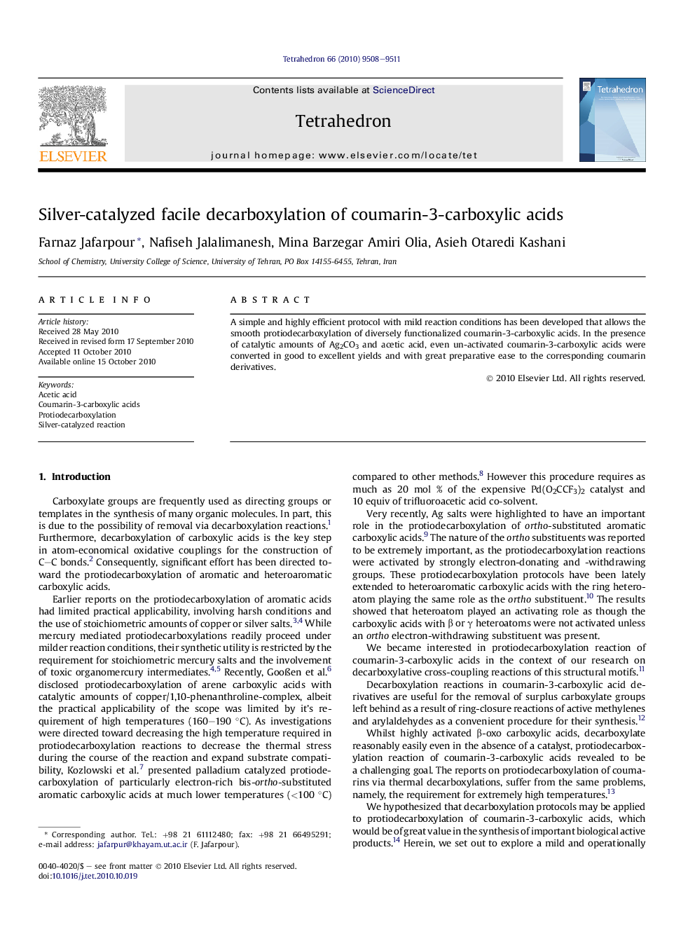 Silver-catalyzed facile decarboxylation of coumarin-3-carboxylic acids