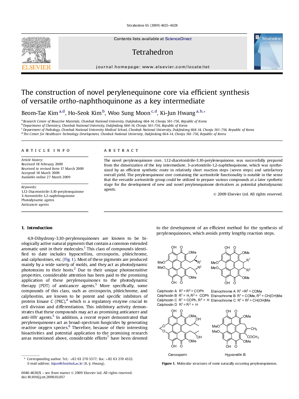 عکس صفحه اول مقاله: The construction of novel perylenequinone core via efficient synthesis of versatile ortho-naphthoquinone as a key intermediate The construction of novel perylenequinone core via efficient synthesis of versatile ortho-naphthoquinone as a key intermediate