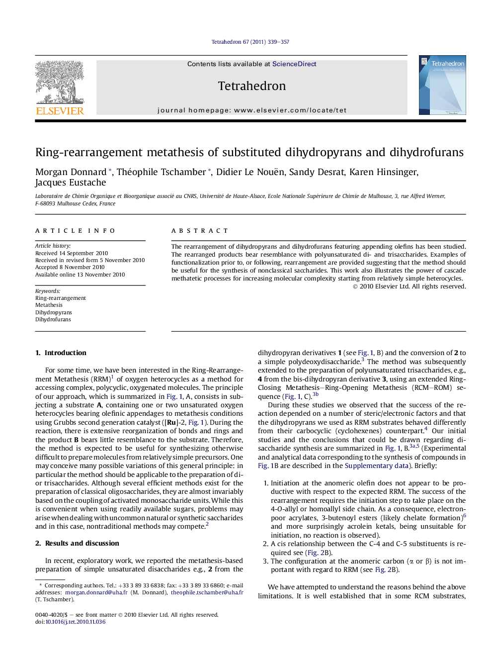 Ring-rearrangement metathesis of substituted dihydropyrans and dihydrofurans
