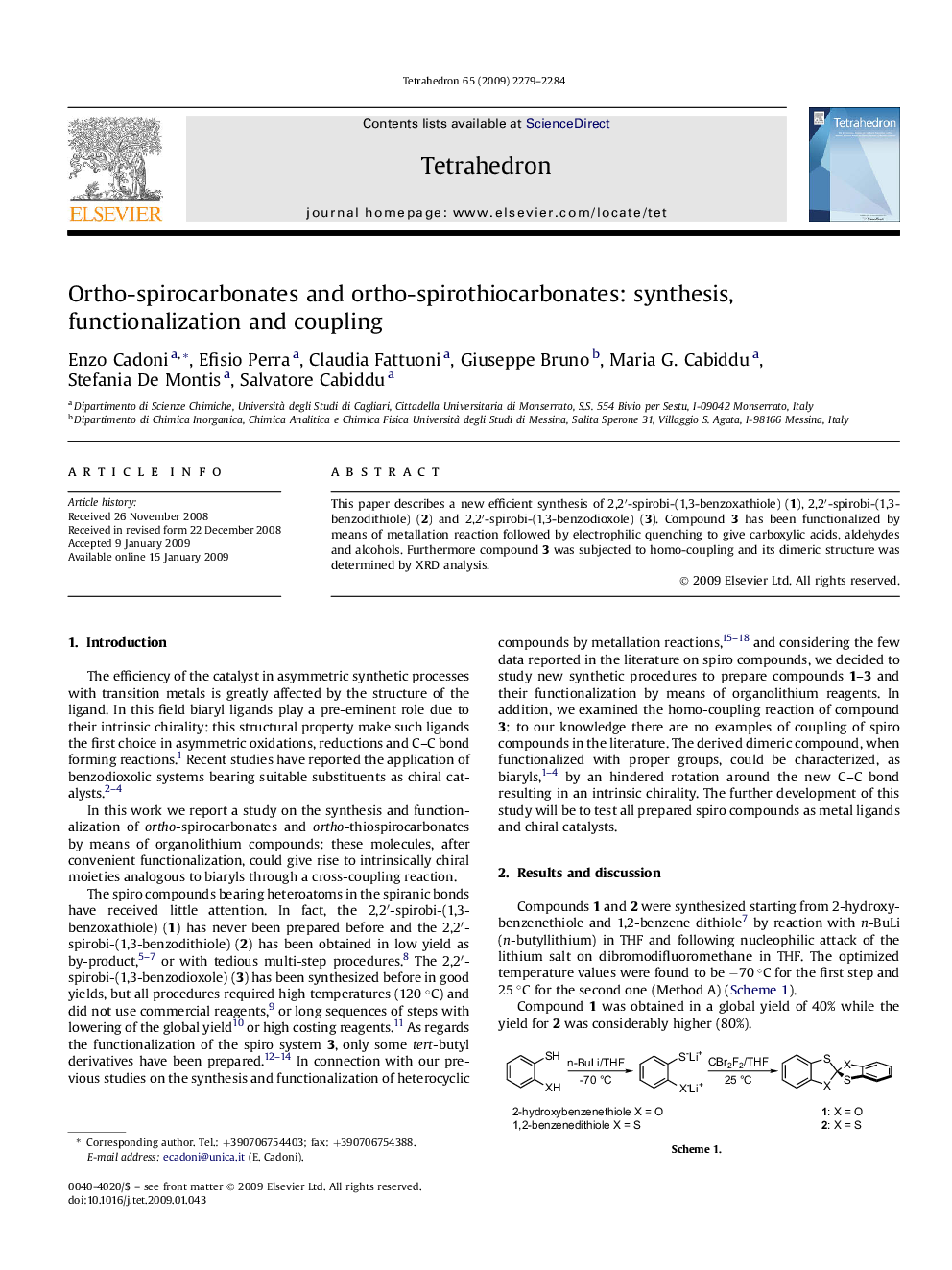 Ortho-spirocarbonates and ortho-spirothiocarbonates: synthesis, functionalization and coupling
