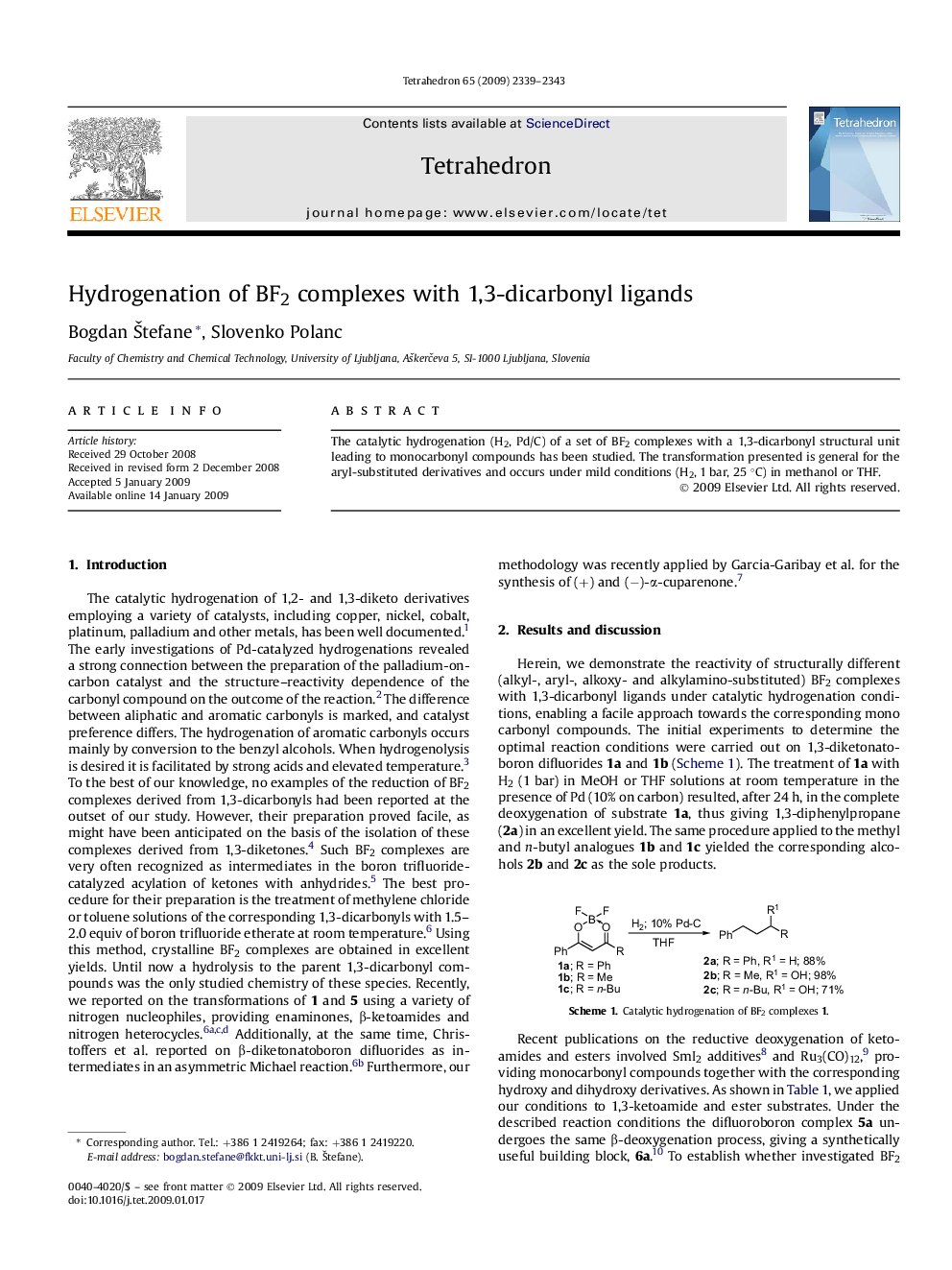 Hydrogenation of BF2 complexes with 1,3-dicarbonyl ligands