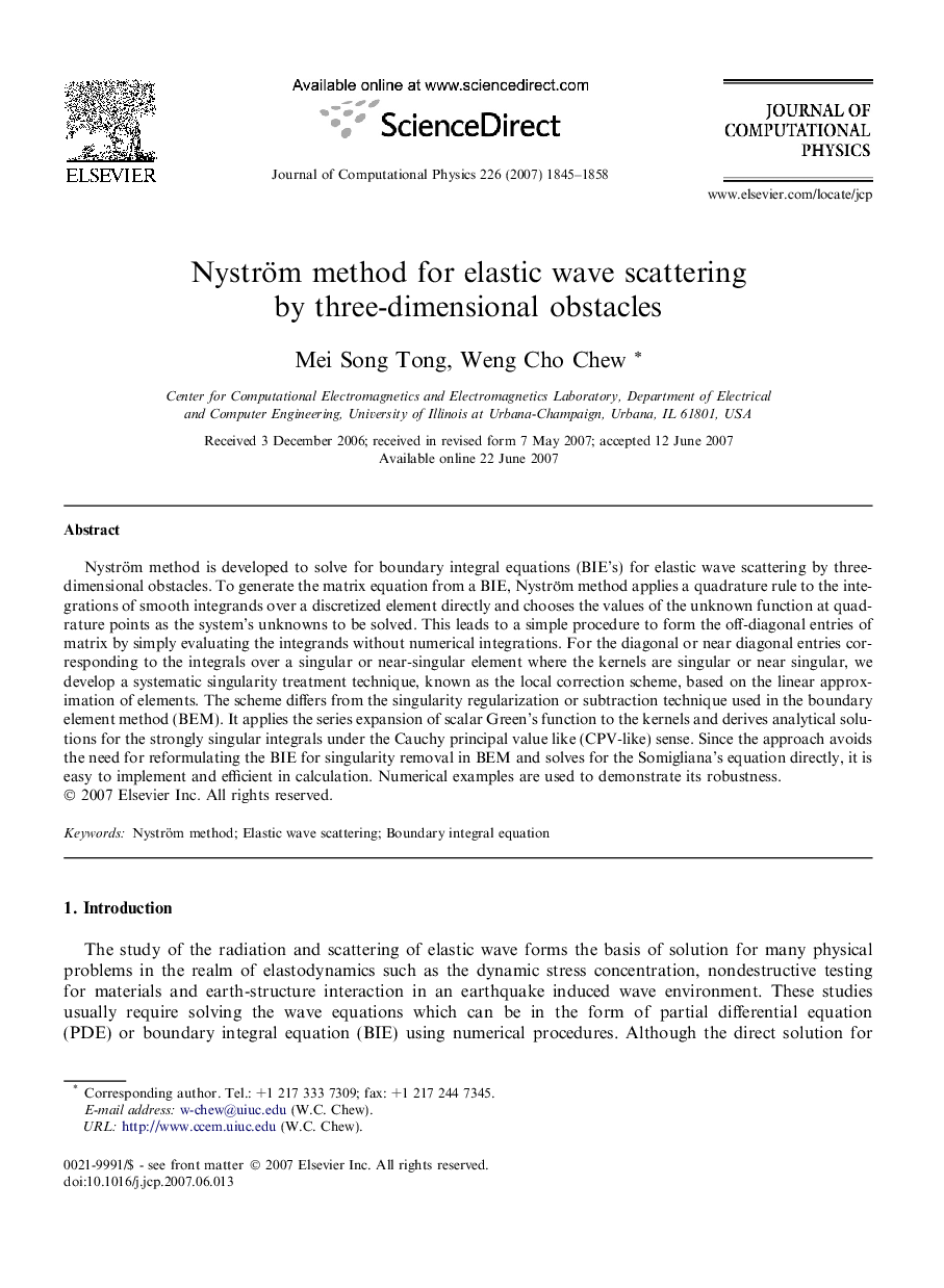 Nyström method for elastic wave scattering by three-dimensional obstacles