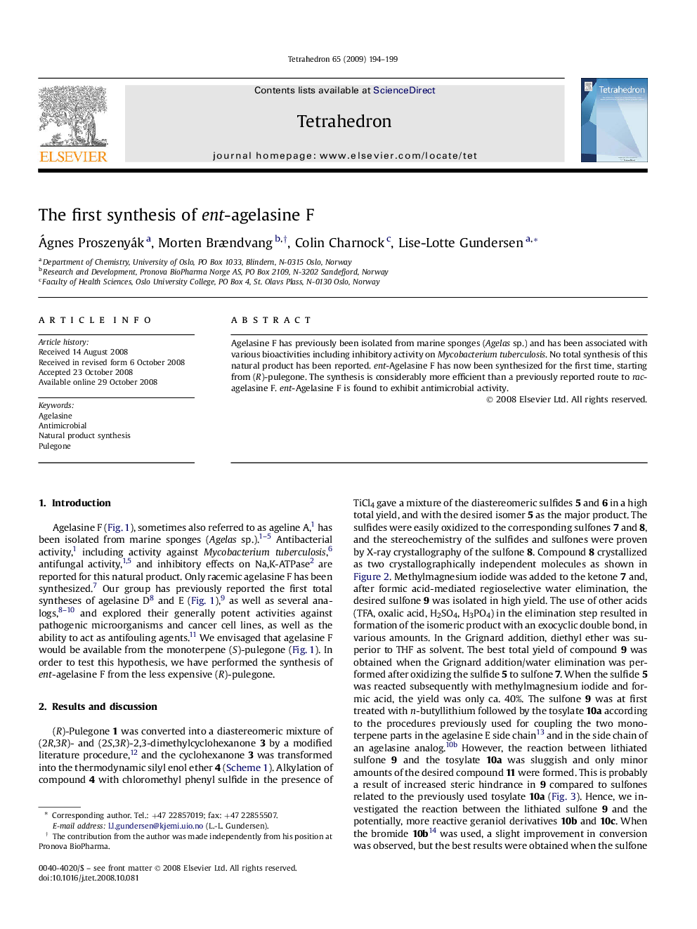 The first synthesis of ent-agelasine F