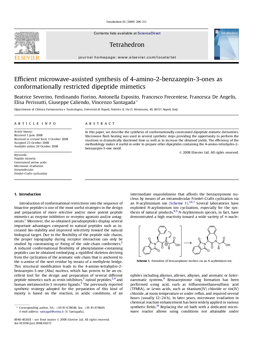 Efficient microwave-assisted synthesis of 4-amino-2-benzazepin-3-ones as conformationally restricted dipeptide mimetics