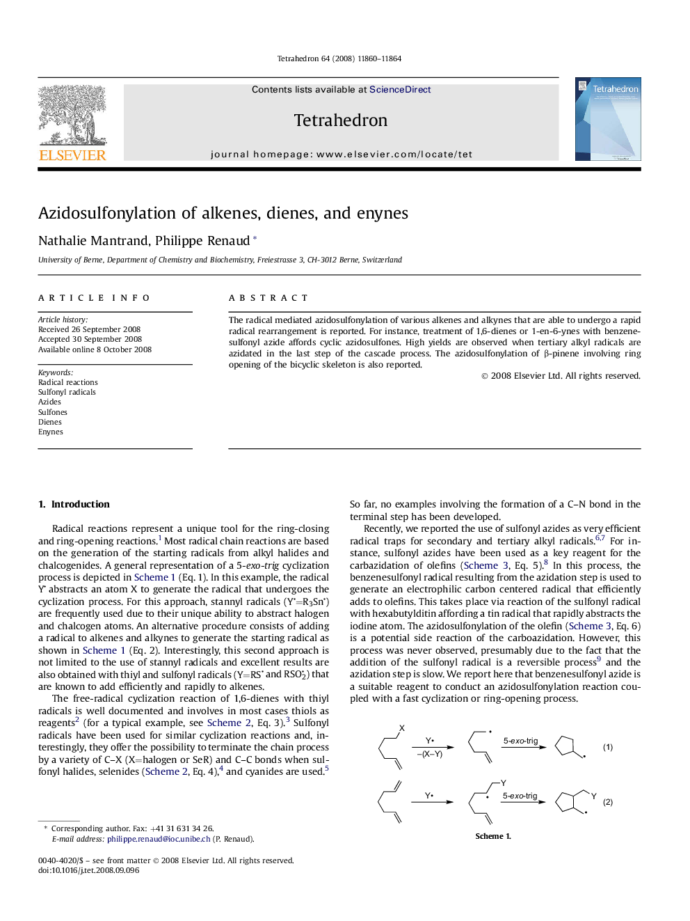 Azidosulfonylation of alkenes, dienes, and enynes